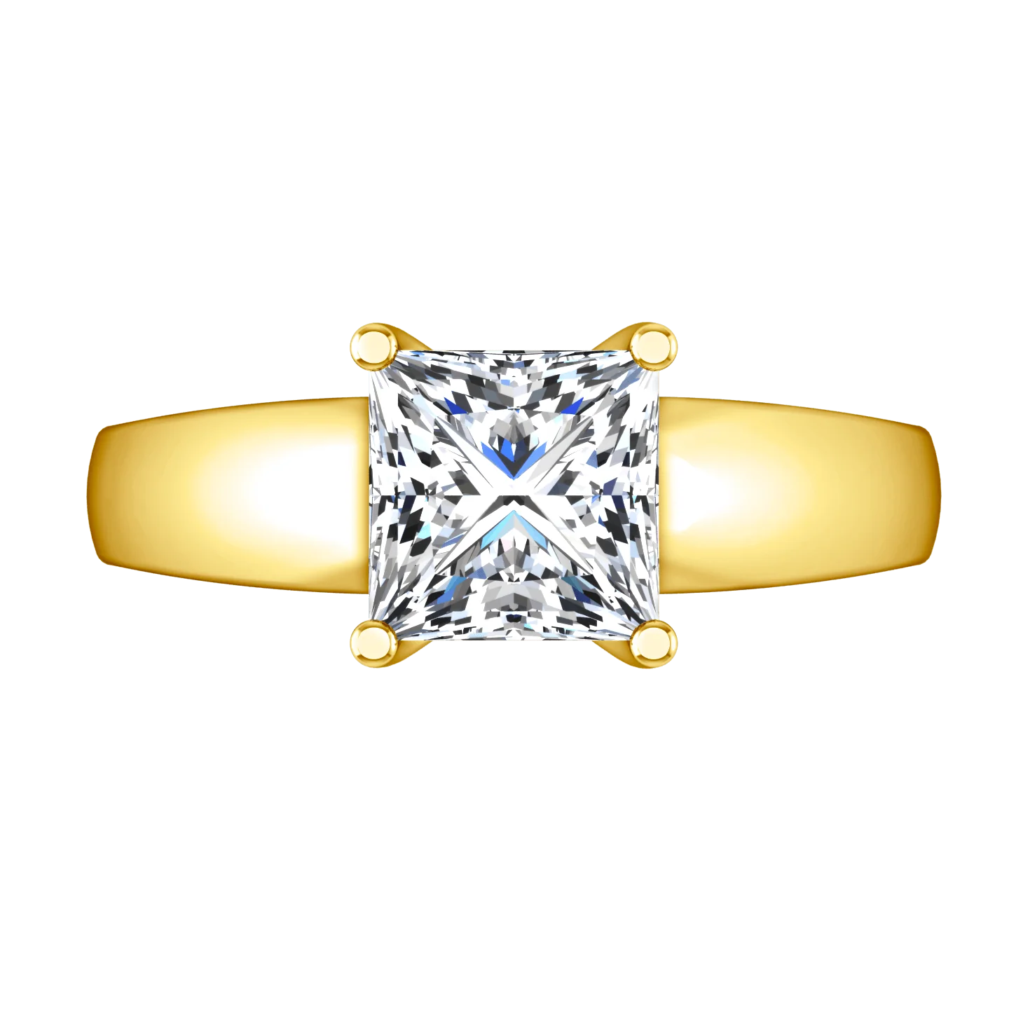 Solitaire Diamond Princess Cut Engagement Ring Leyla 14K Yellow Gold - Image 4