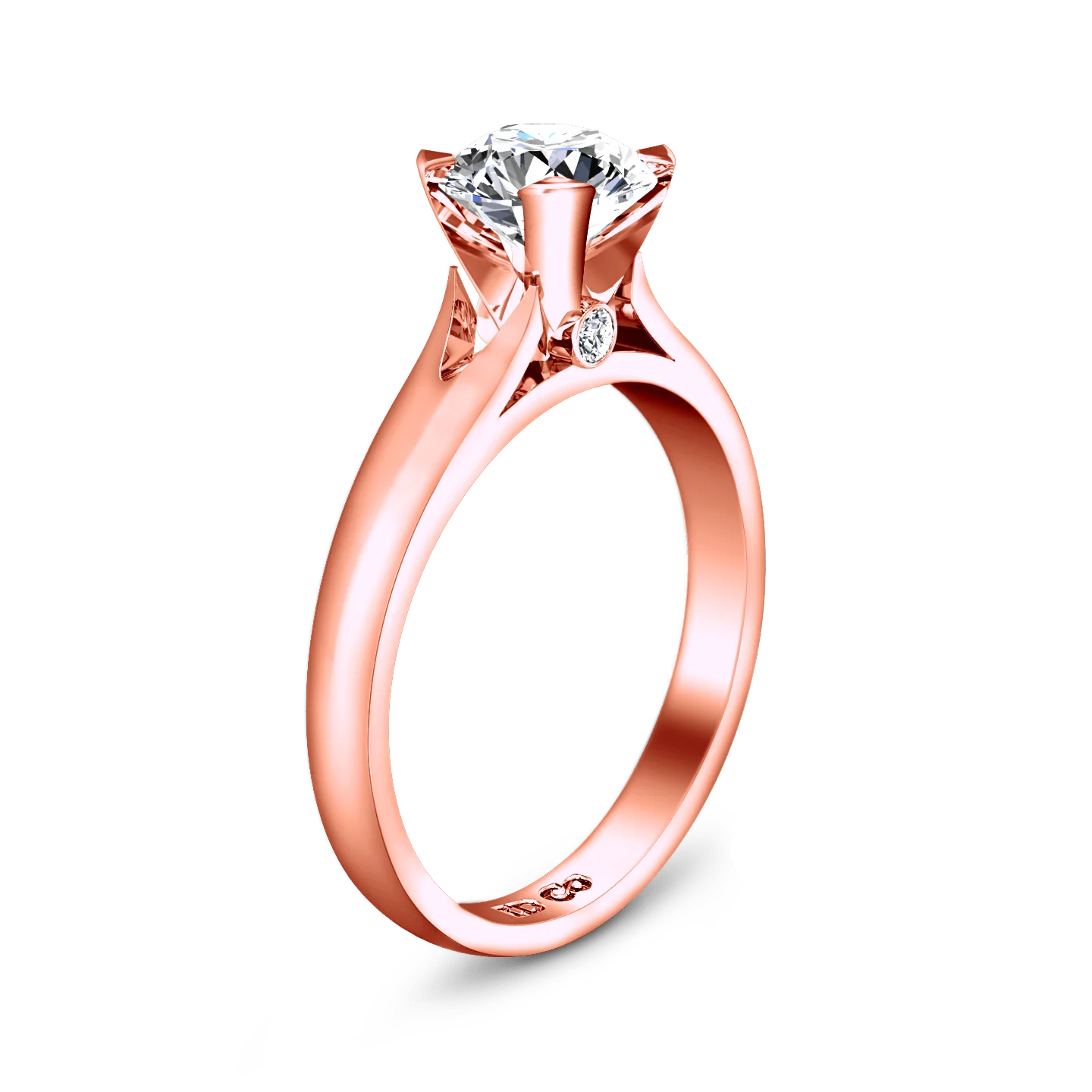 Solitaire Diamond Engagement Ring Luna 14K Rose Gold - Image 2