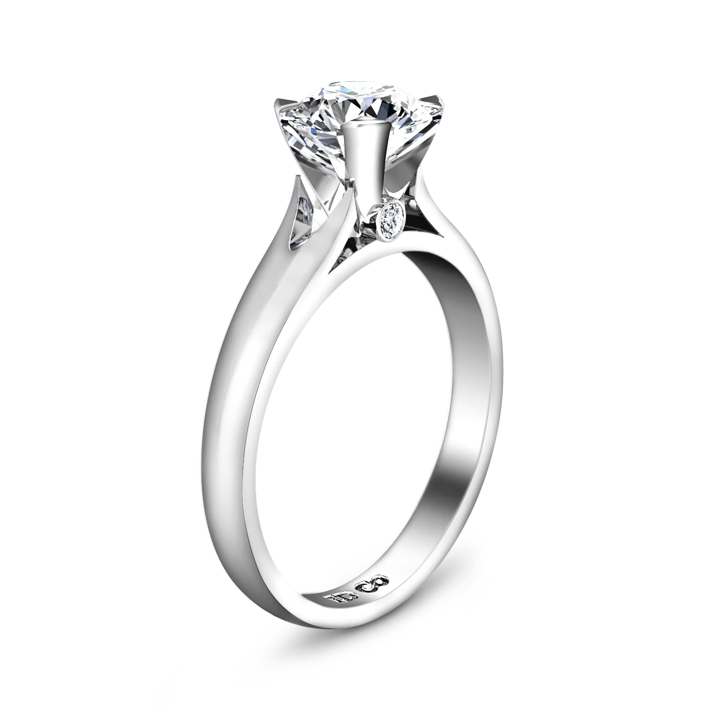 Round Diamond Solitaire Engagement Ring Luna 14K White Gold - Image 2