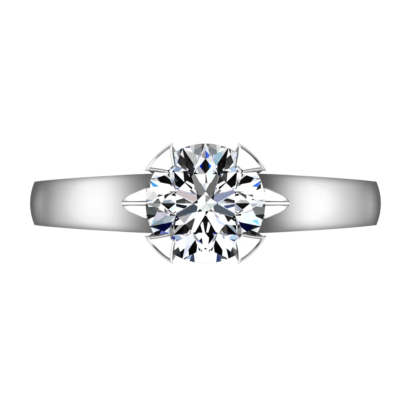 Round Diamond Solitaire Engagement Ring Luna 14K White Gold - Image 3
