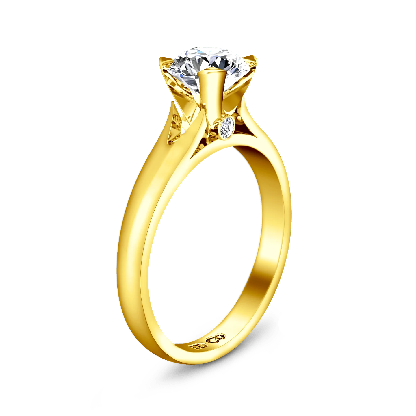 Solitaire Diamond Engagement Ring Luna 14K Yellow Gold - Image 2