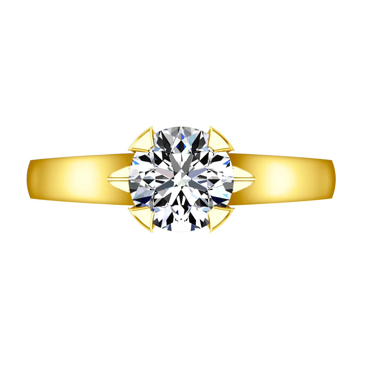 Solitaire Diamond Engagement Ring Luna 14K Yellow Gold - Image 4