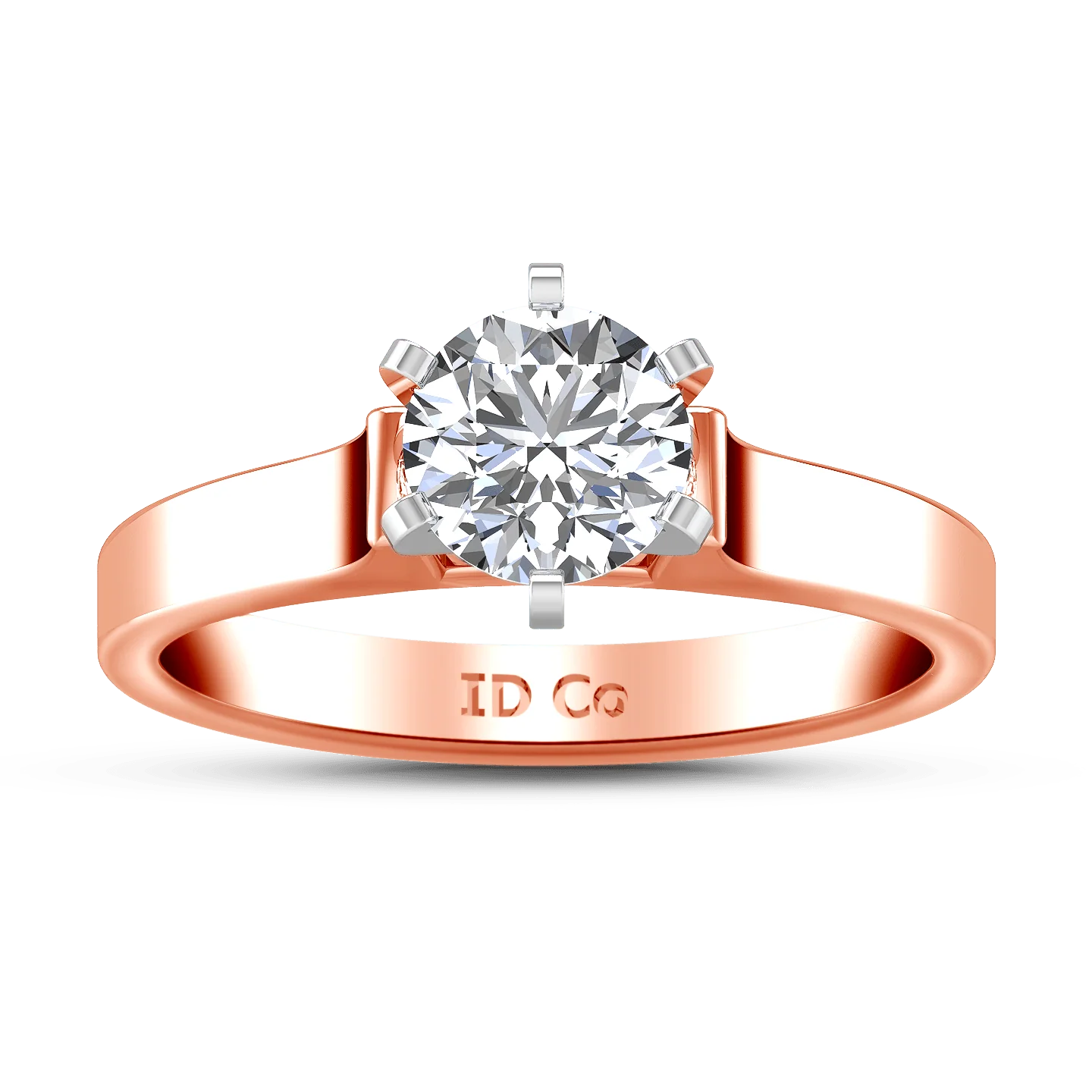 Solitaire Diamond Engagement Ring Modern 14K Rose Gold