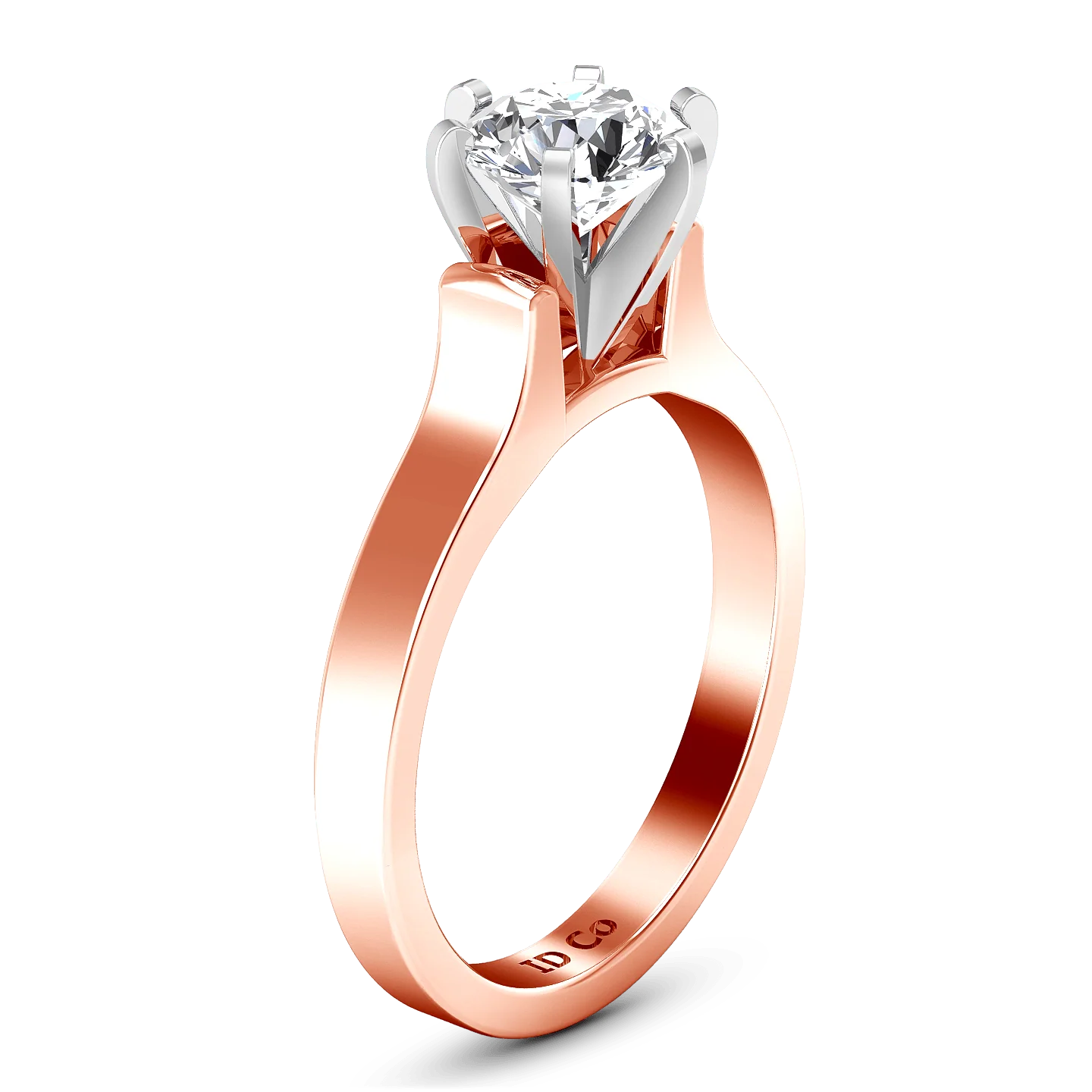 Solitaire Diamond Engagement Ring Modern 14K Rose Gold - Image 2