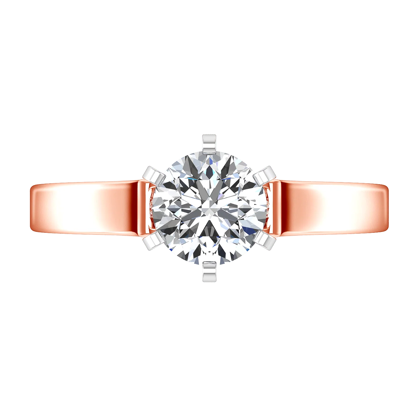 Solitaire Diamond Engagement Ring Modern 14K Rose Gold - Image 4