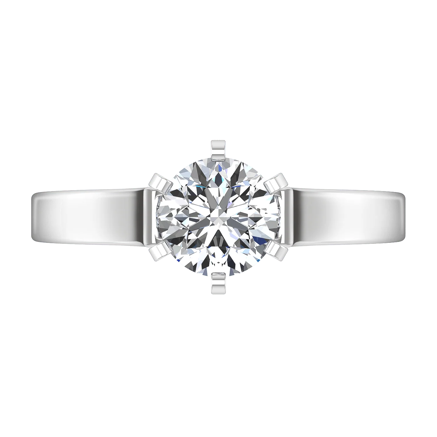 Round Diamond Solitaire Engagement Ring Modern 14K White Gold - Image 3