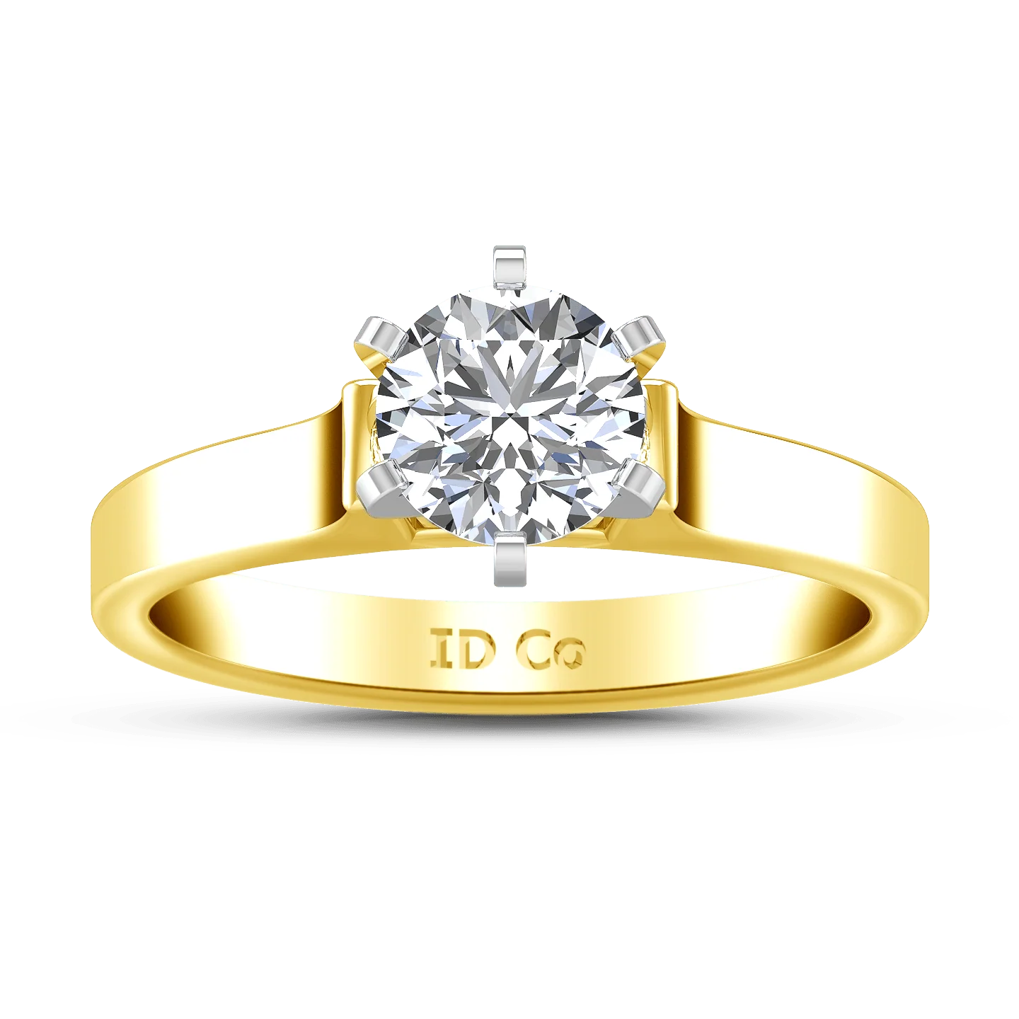 Solitaire Diamond Engagement Ring Modern 14K Yellow Gold