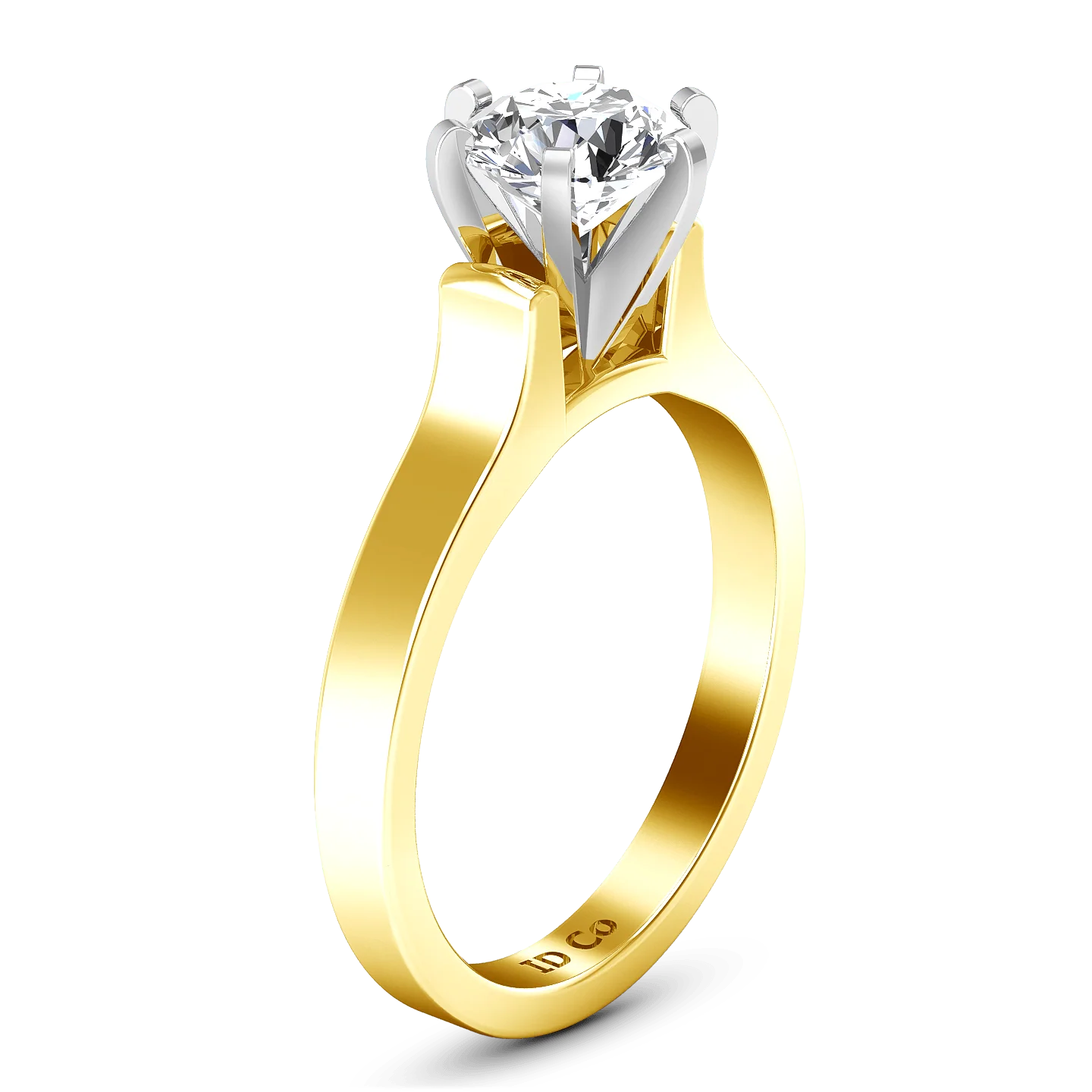 Solitaire Diamond Engagement Ring Modern 14K Yellow Gold - Image 2