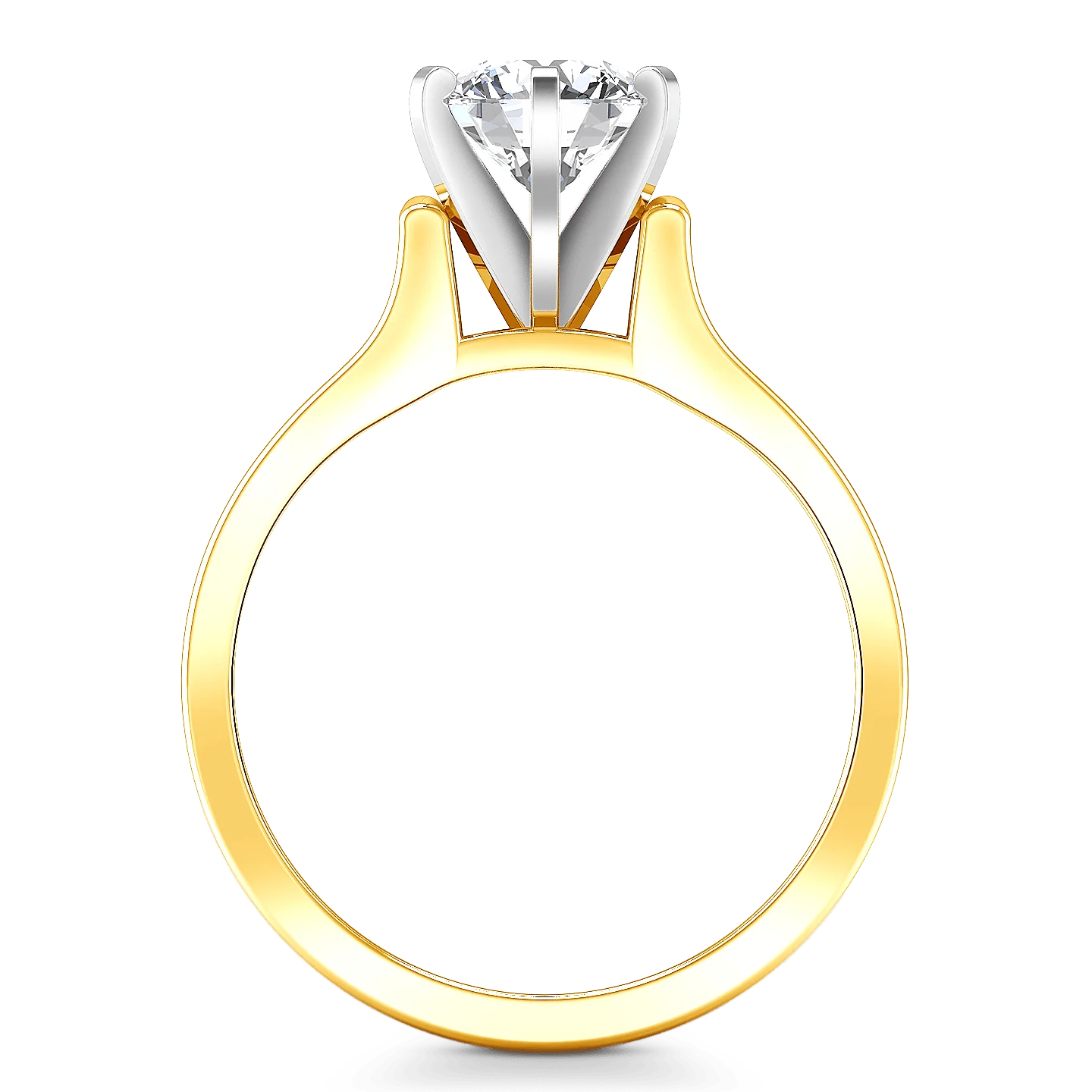 Solitaire Diamond Engagement Ring Modern 14K Yellow Gold - Image 3