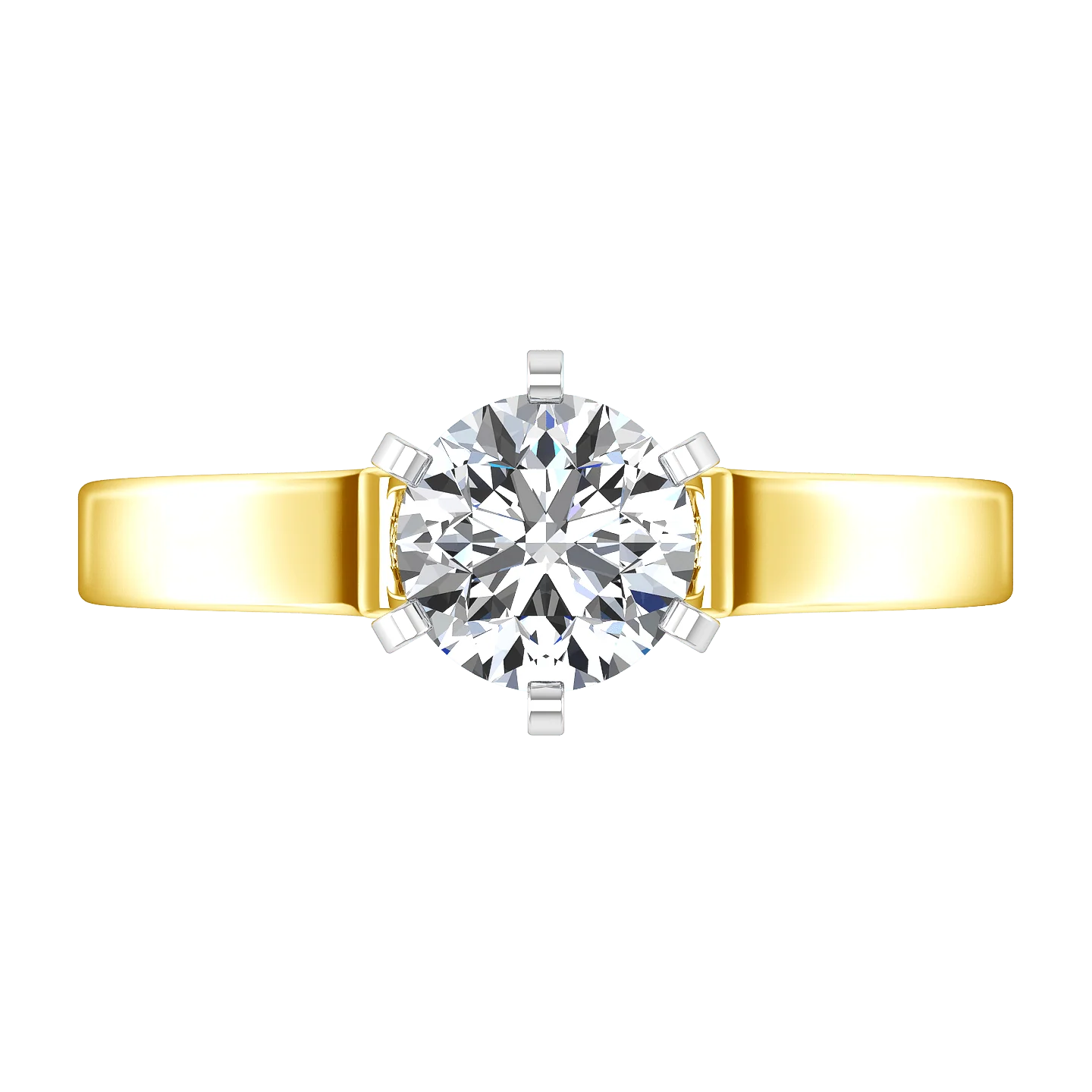 Solitaire Diamond Engagement Ring Modern 14K Yellow Gold - Image 4