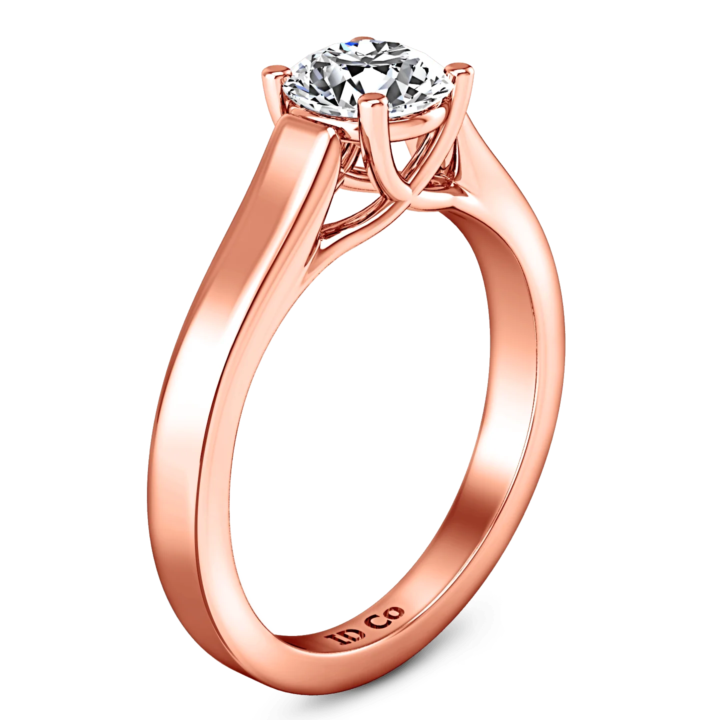Solitaire Diamond Engagement Ring Lyric Modern Lattice 14K Rose Gold - Image 2