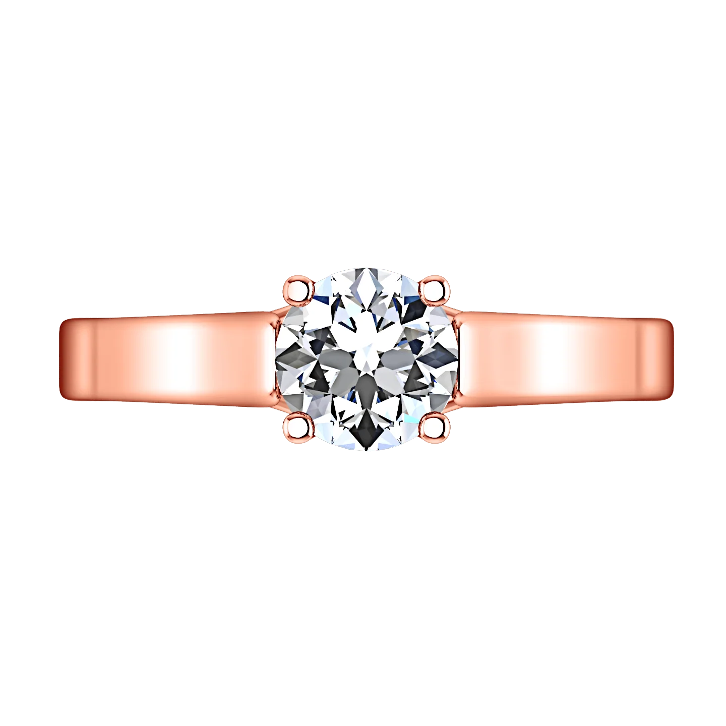 Solitaire Diamond Engagement Ring Lyric Modern Lattice 14K Rose Gold - Image 3
