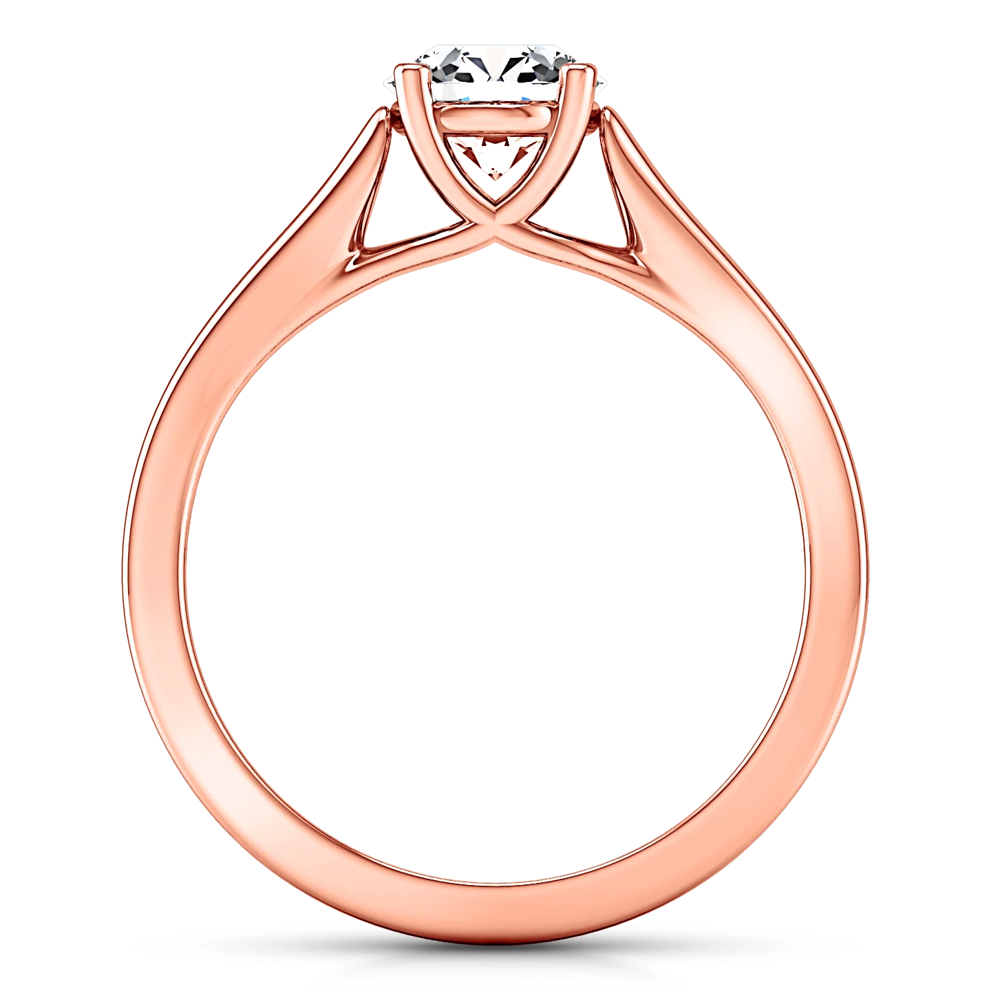 Solitaire Diamond Engagement Ring Lyric Modern Lattice 14K Rose Gold - Image 4