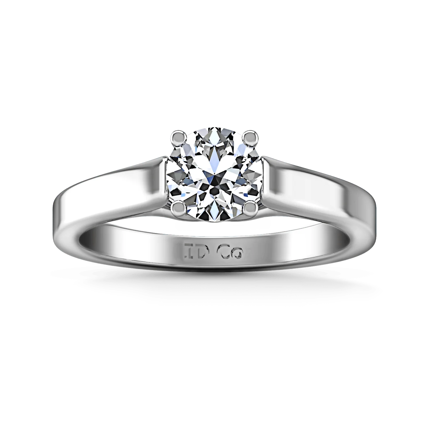 Round Diamond Solitaire Engagement Ring Lyric Modern Lattice 14K White Gold