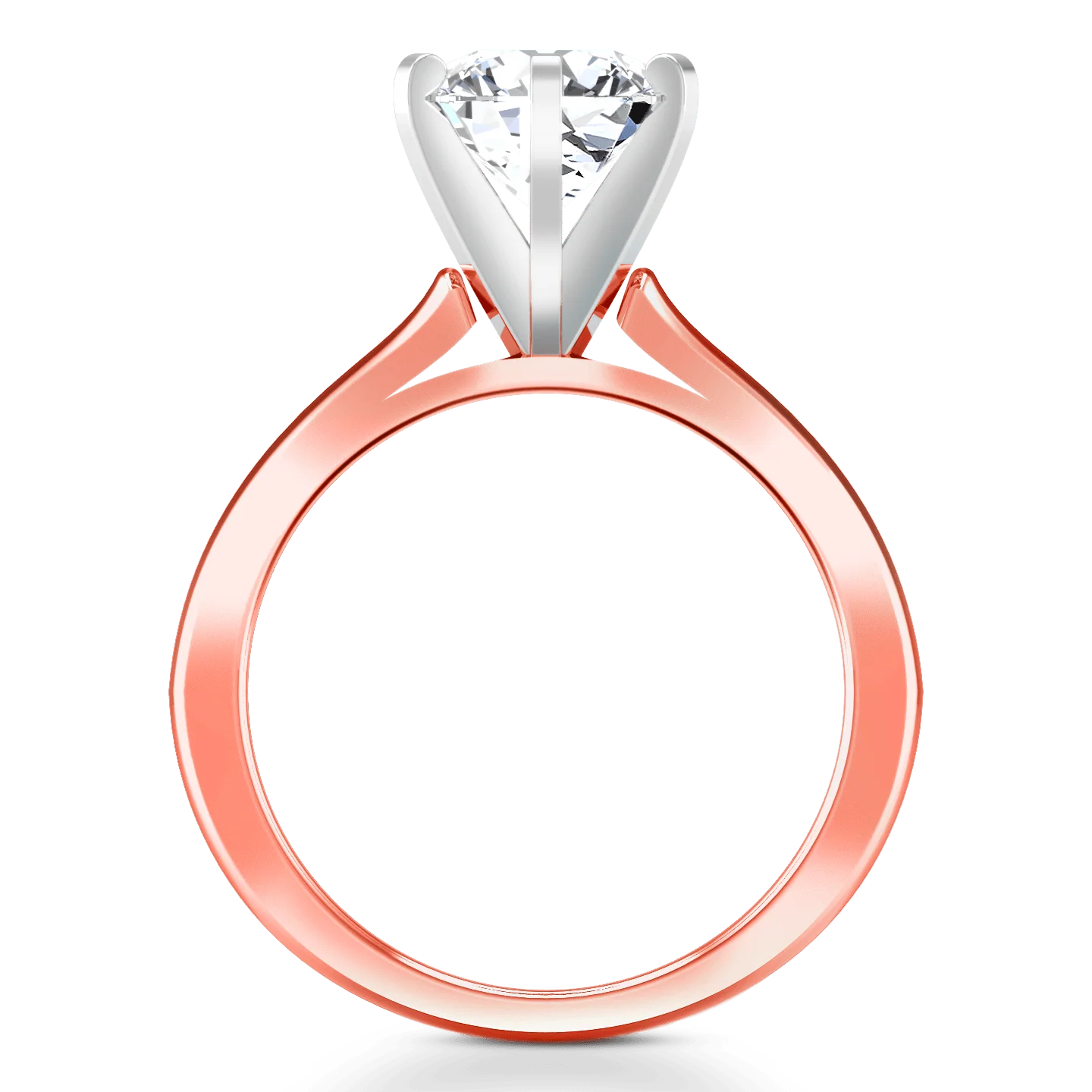 Solitaire Diamond Engagement Ring Petite Cathedral 14K Rose Gold - Image 3