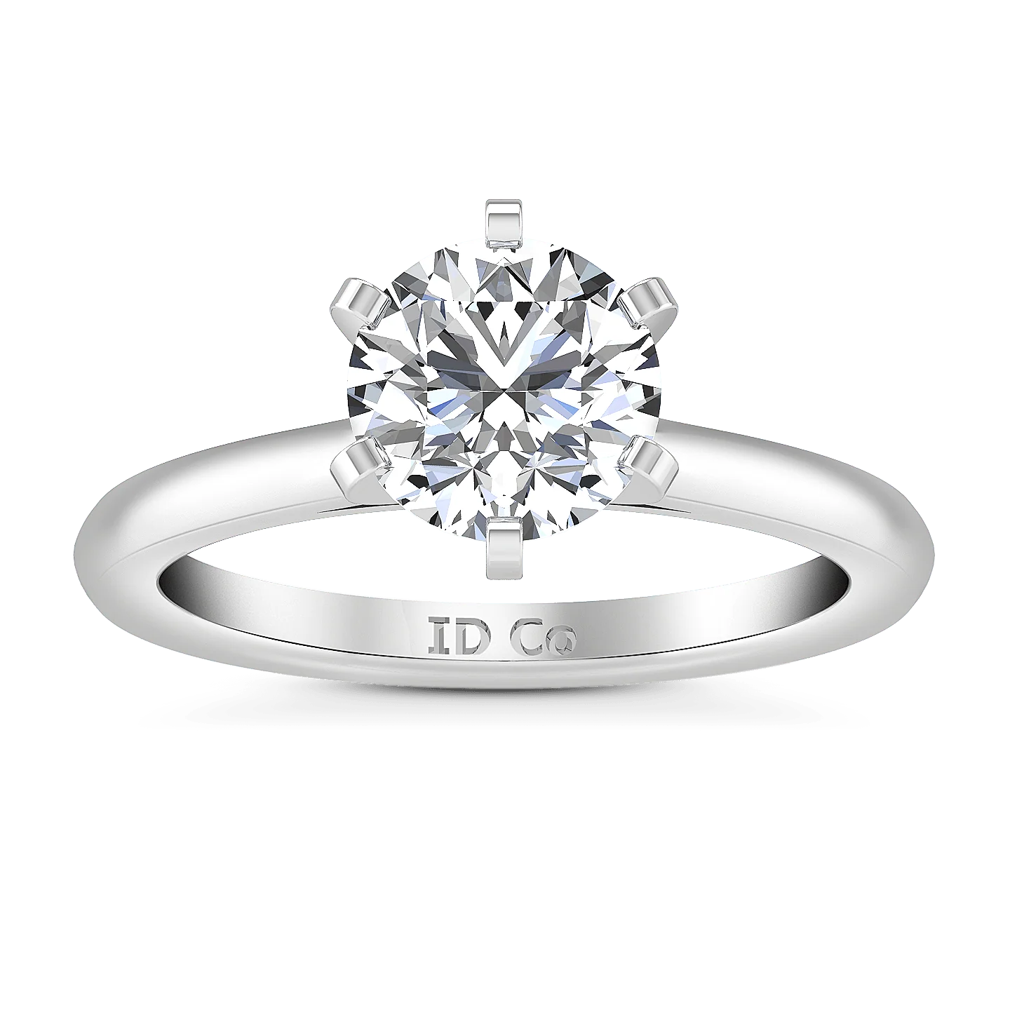 Round Diamond Solitaire Engagement Ring Petite Cathedral 14K White Gold