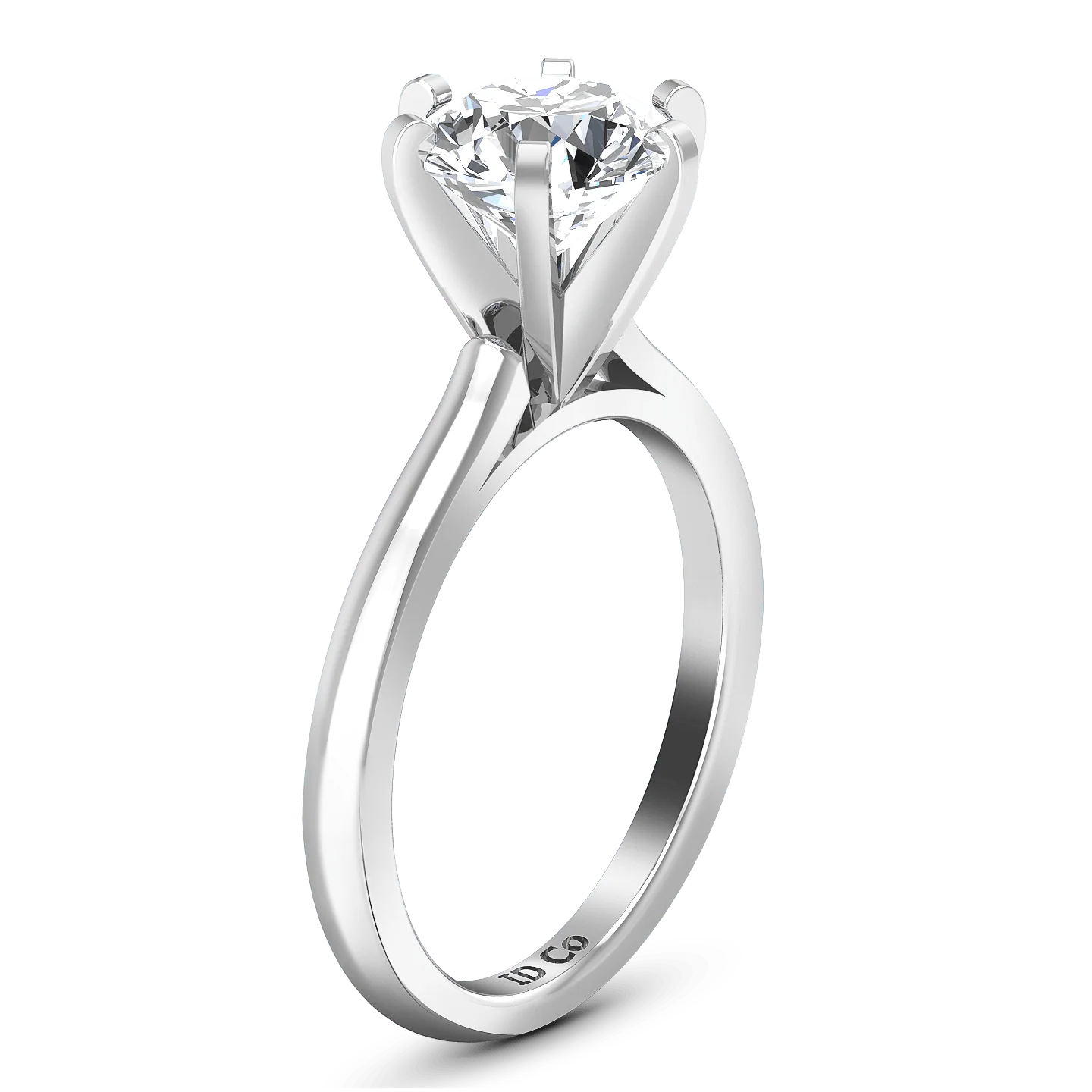 Round Diamond Solitaire Engagement Ring Petite Cathedral 14K White Gold - Image 2