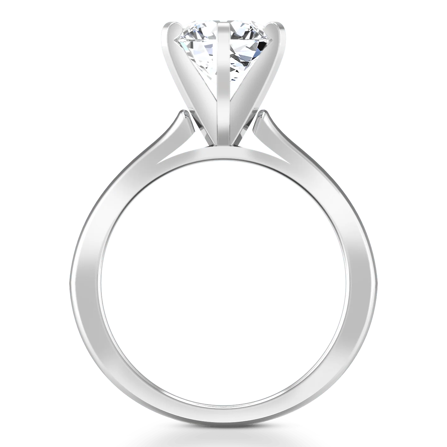 Round Diamond Solitaire Engagement Ring Petite Cathedral 14K White Gold - Image 3