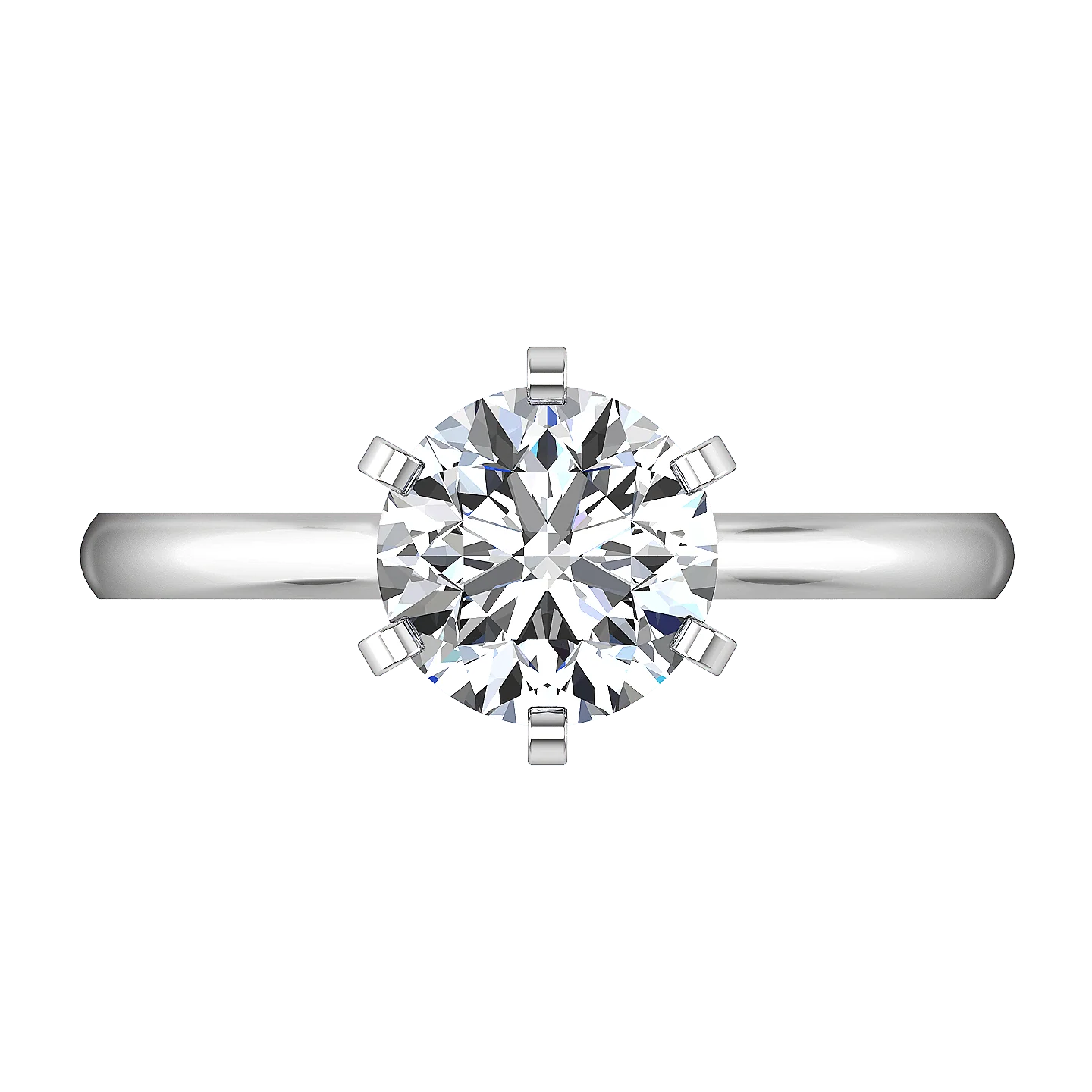 Round Diamond Solitaire Engagement Ring Petite Cathedral 14K White Gold - Image 4
