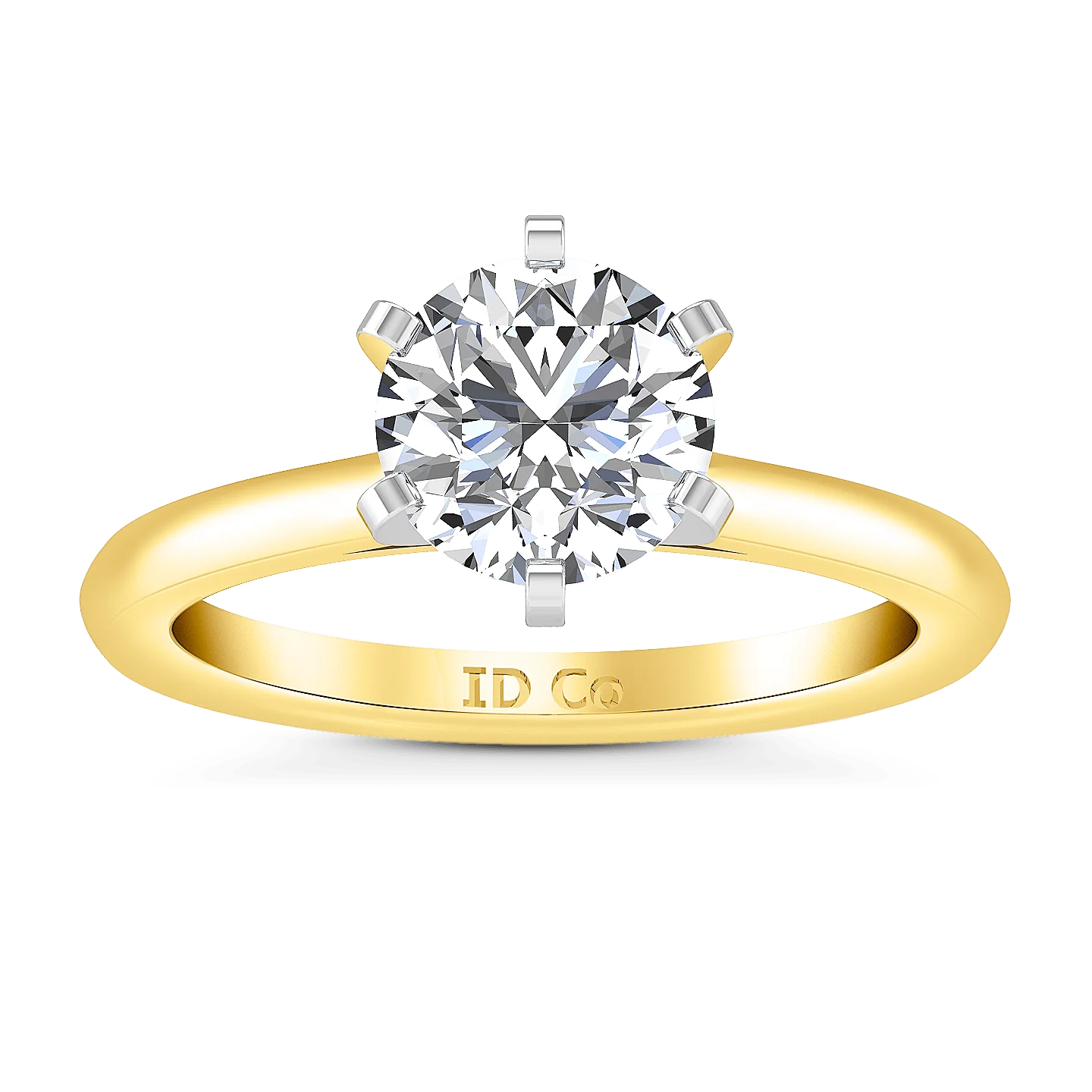 Solitaire Diamond Engagement Ring Petite Cathedral 14K Yellow Gold