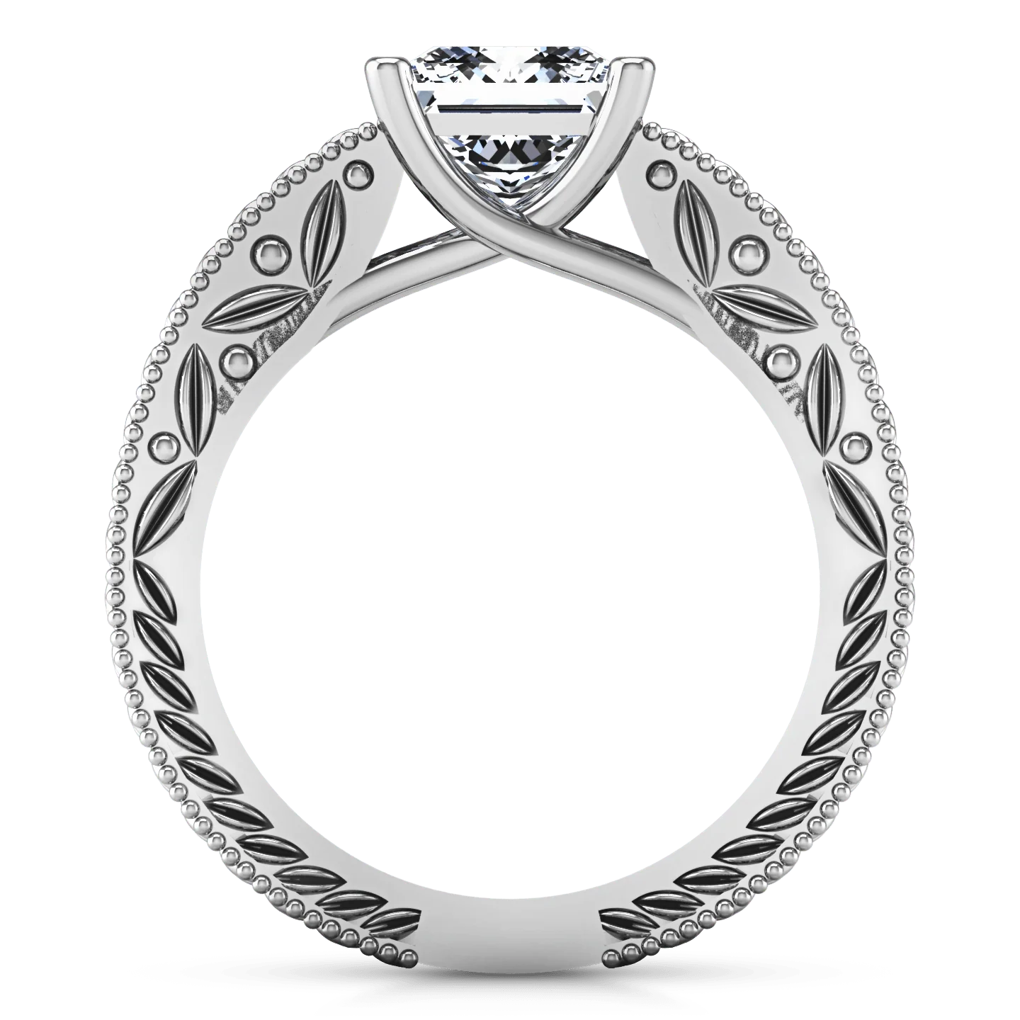 Solitaire Princess Cut Diamond Engagement Ring Rowan 14K White Gold - Image 3