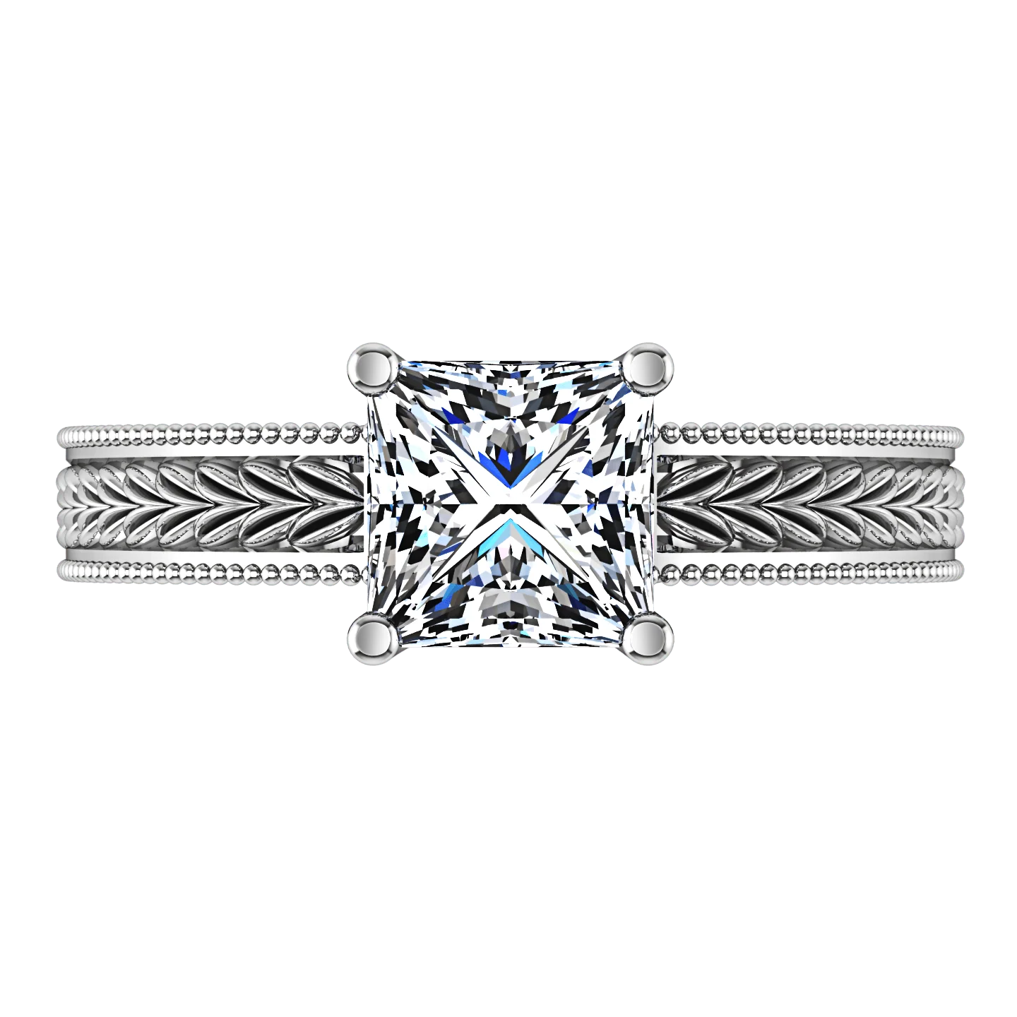 Solitaire Princess Cut Diamond Engagement Ring Rowan 14K White Gold - Image 4