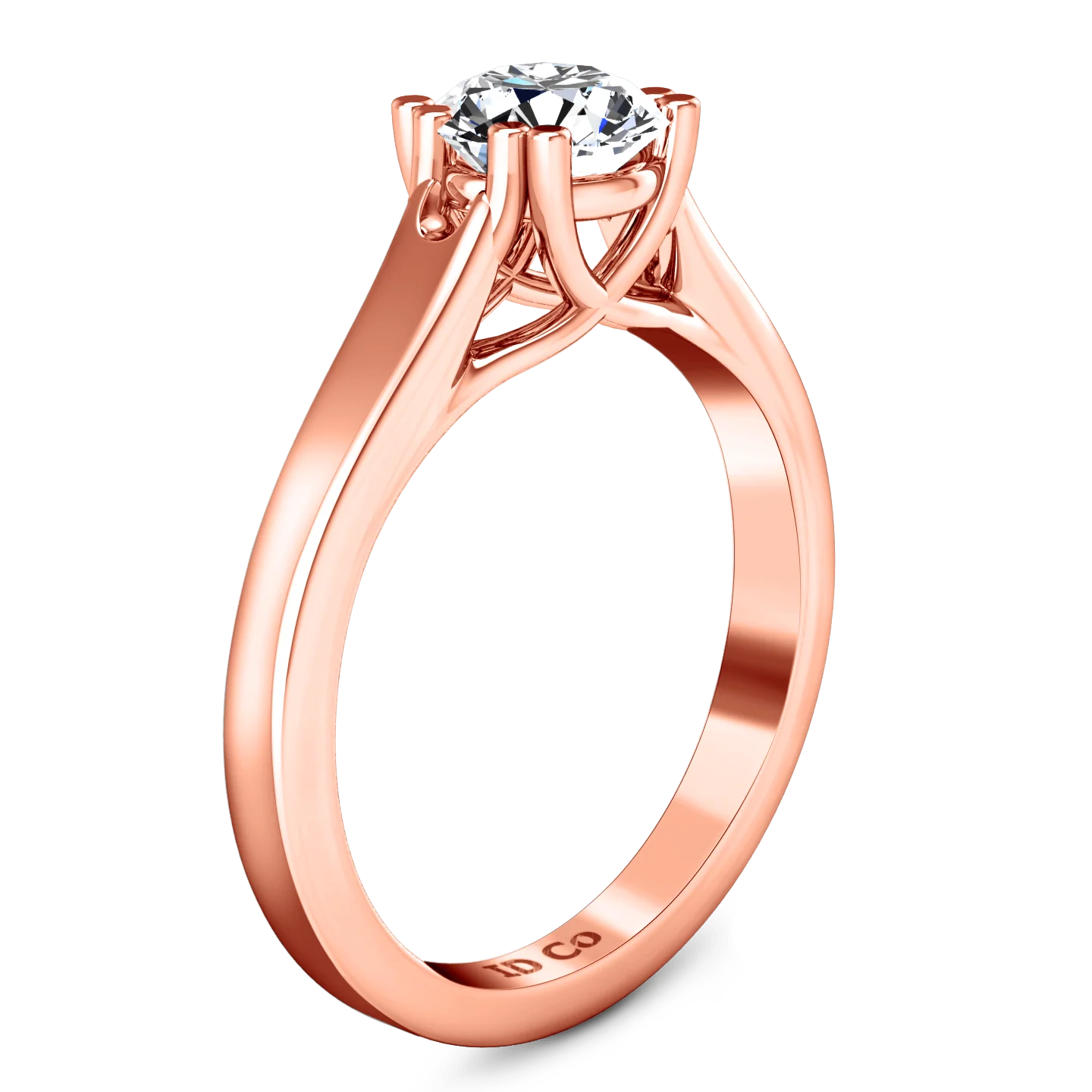 Solitaire Diamond Engagement Ring Royale Lattice 14K Rose Gold - Image 2