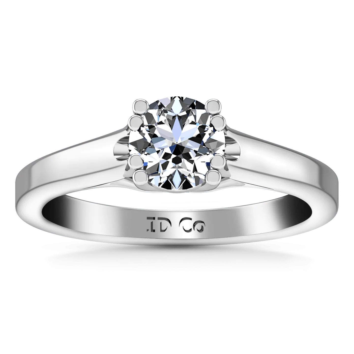 Round Diamond Solitaire Engagement Ring Royale Lattice 14K White Gold