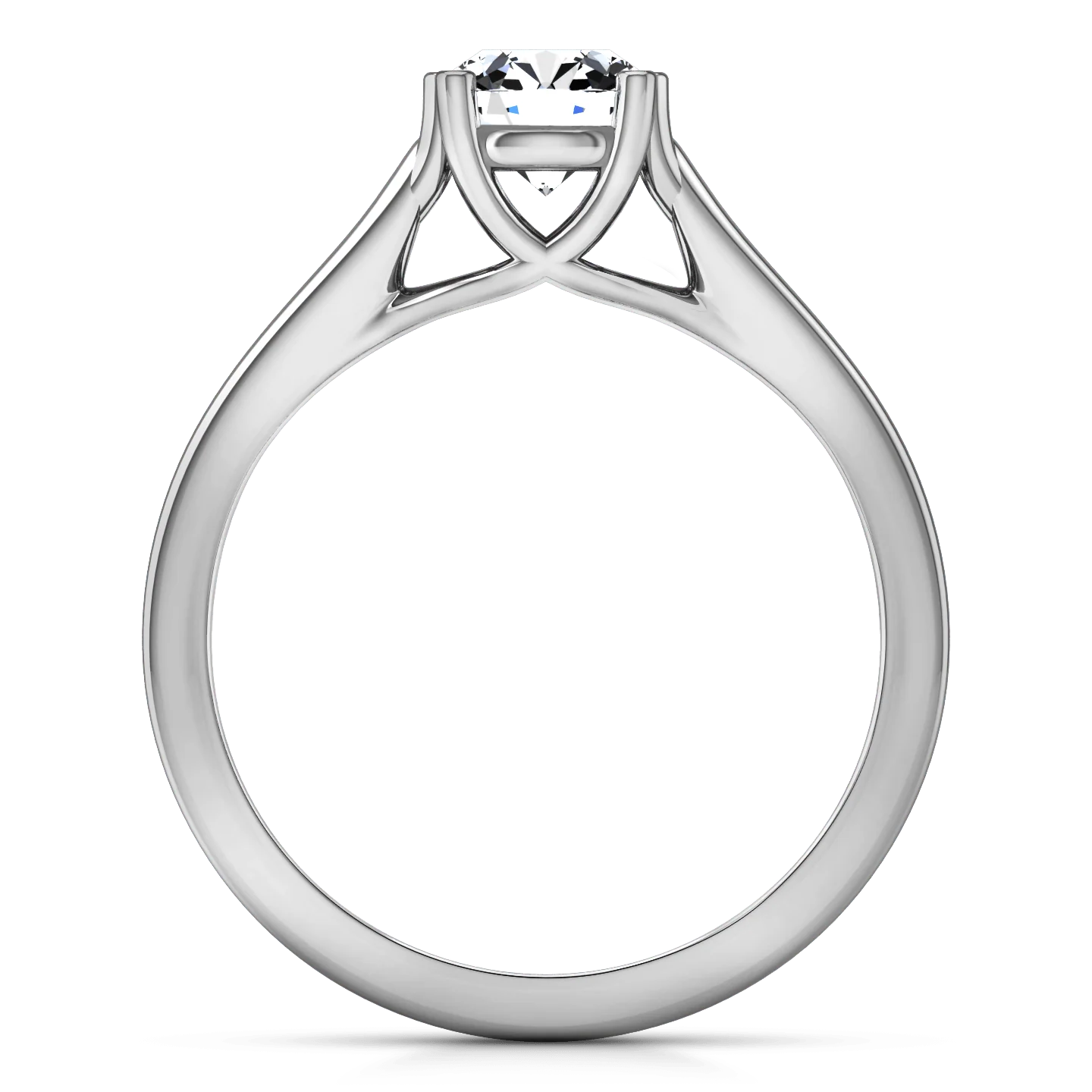 Round Diamond Solitaire Engagement Ring Royale Lattice 14K White Gold - Image 3
