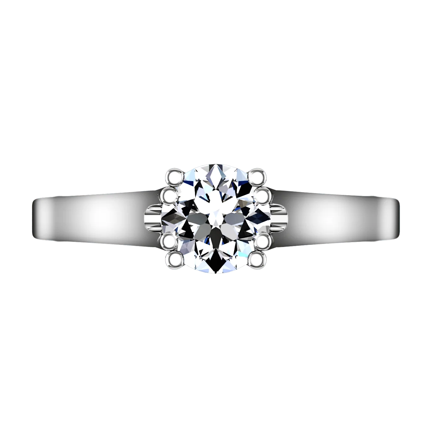 Round Diamond Solitaire Engagement Ring Royale Lattice 14K White Gold - Image 4