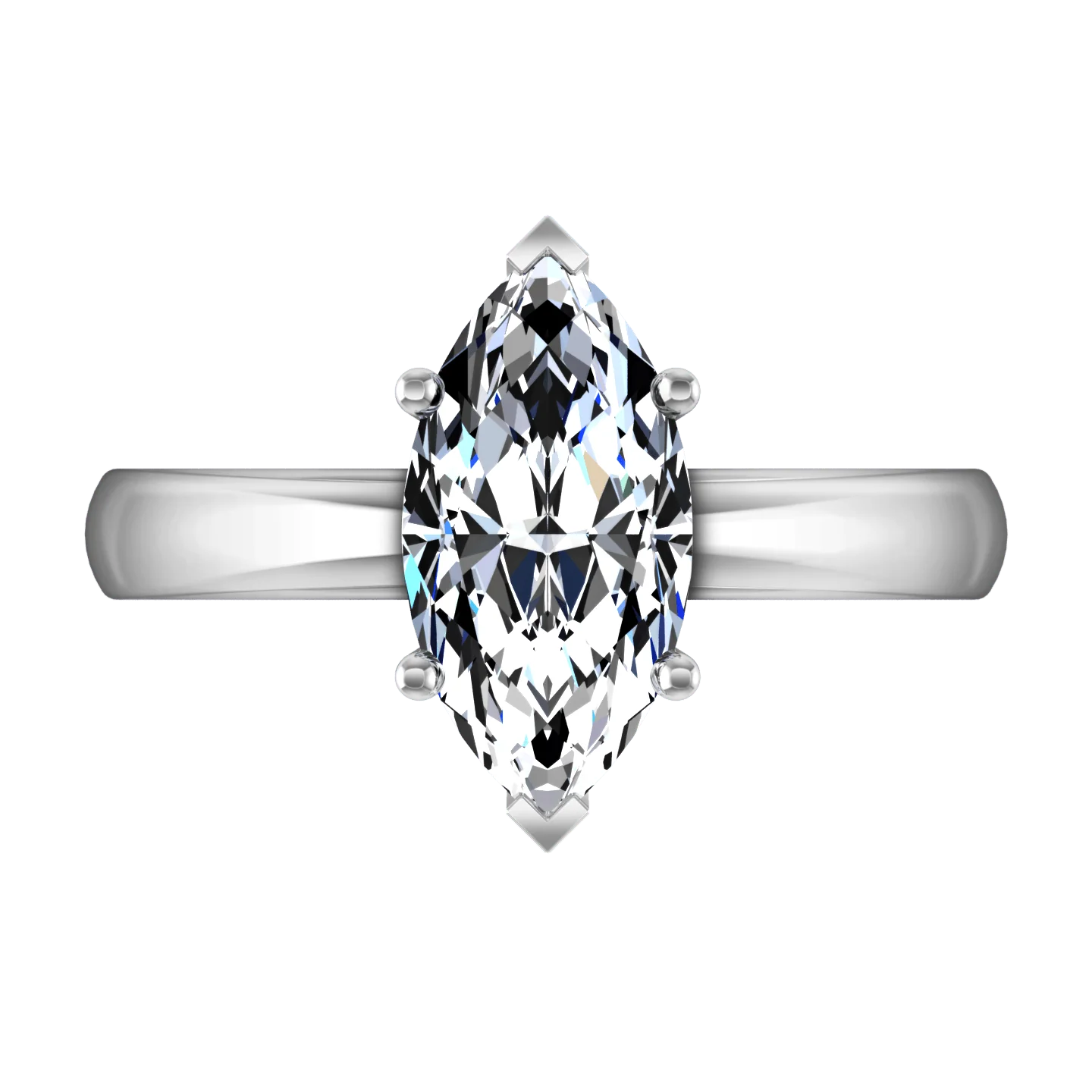 Solitaire Marquis Diamond Engagement Ring Scarlet 14K White Gold - Image 3