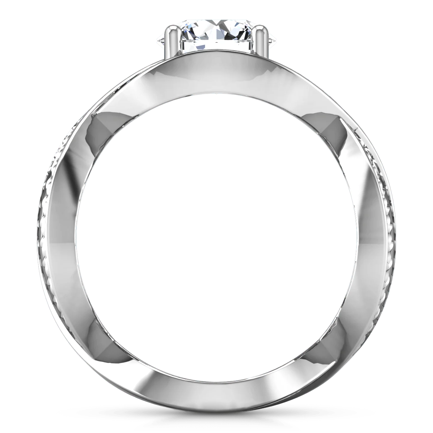Round Diamond Solitaire Engagement Ring Solagne 14K White Gold - Image 3
