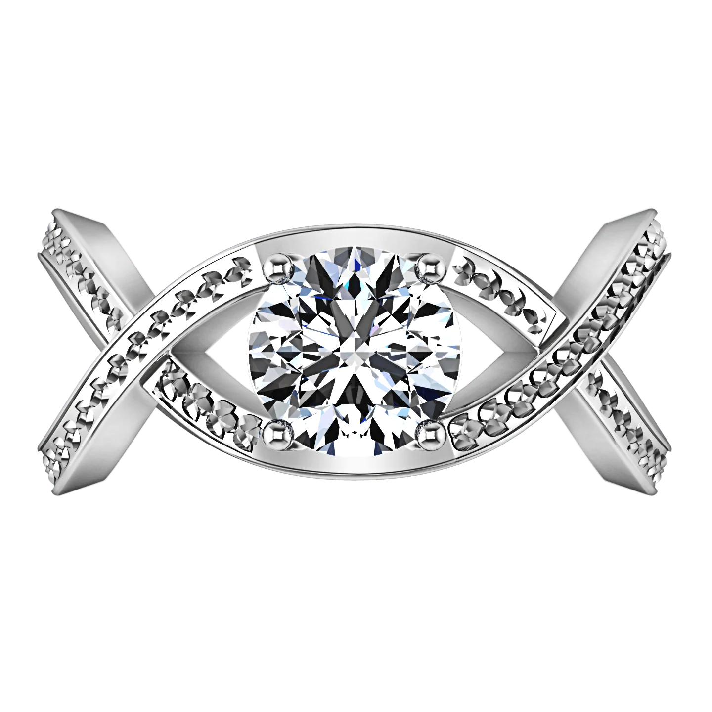 Round Diamond Solitaire Engagement Ring Solagne 14K White Gold - Image 4