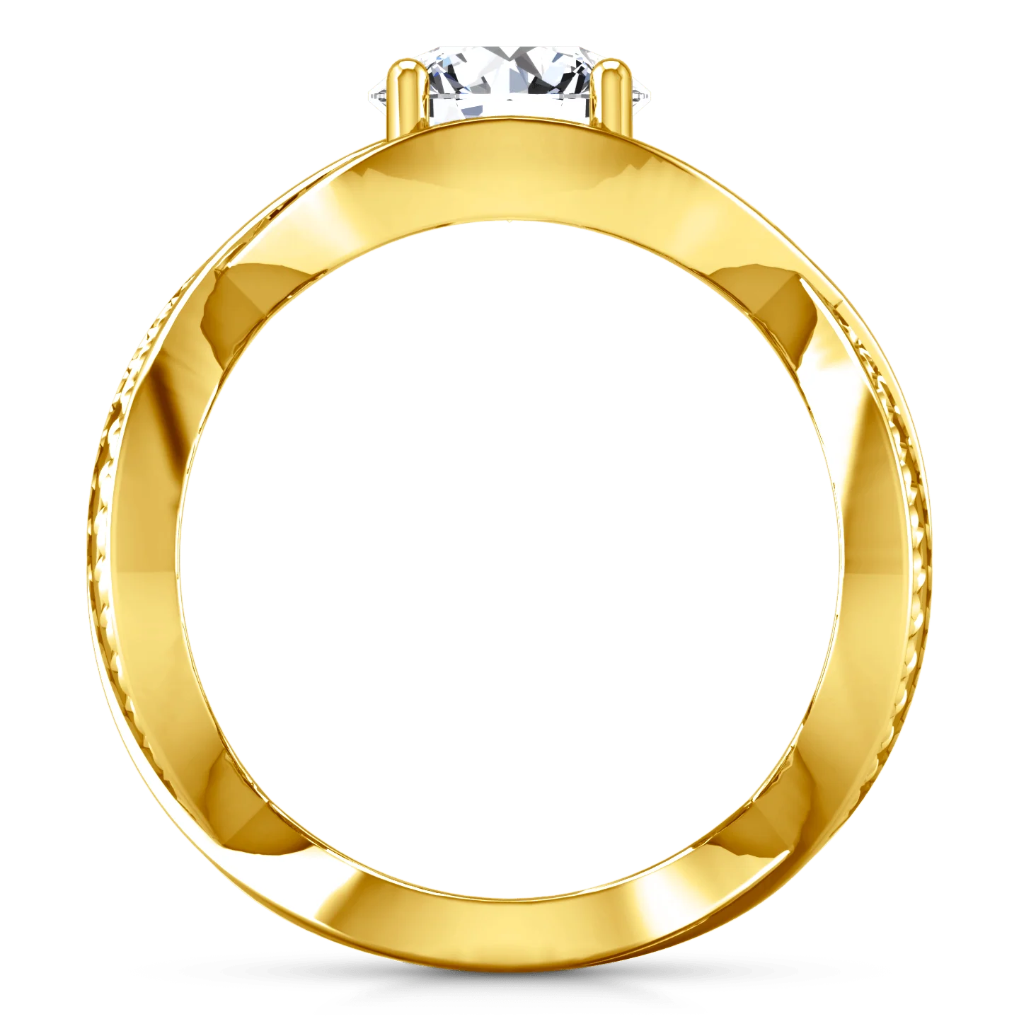 Solitaire Diamond Engagement Ring Solagne 14K Yellow Gold - Image 3