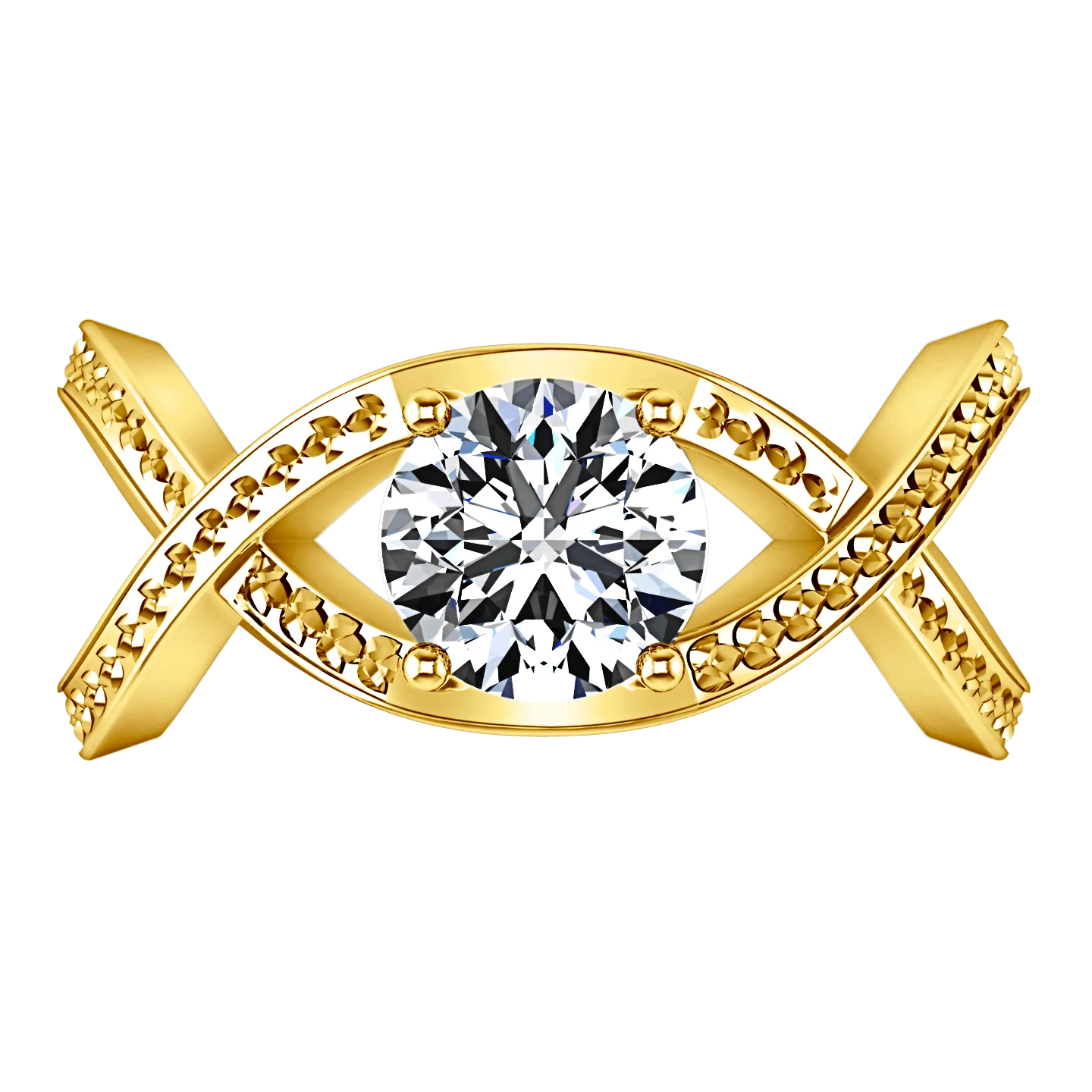 Solitaire Diamond Engagement Ring Solagne 14K Yellow Gold - Image 4