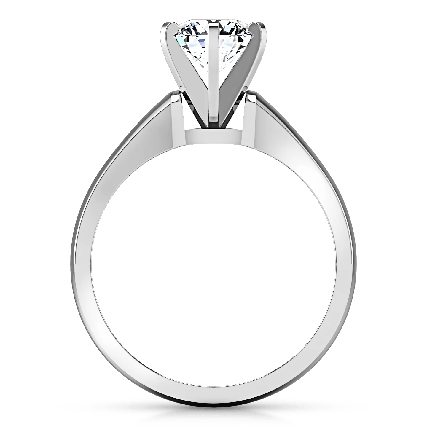 Round Diamond Solitaire Engagement Ring Stylized 6 Prong 14K White Gold - Image 3