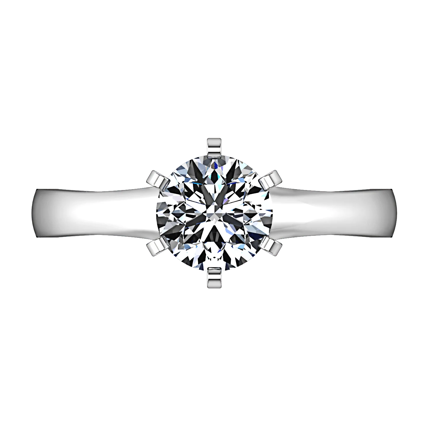 Round Diamond Solitaire Engagement Ring Stylized 6 Prong 14K White Gold - Image 4