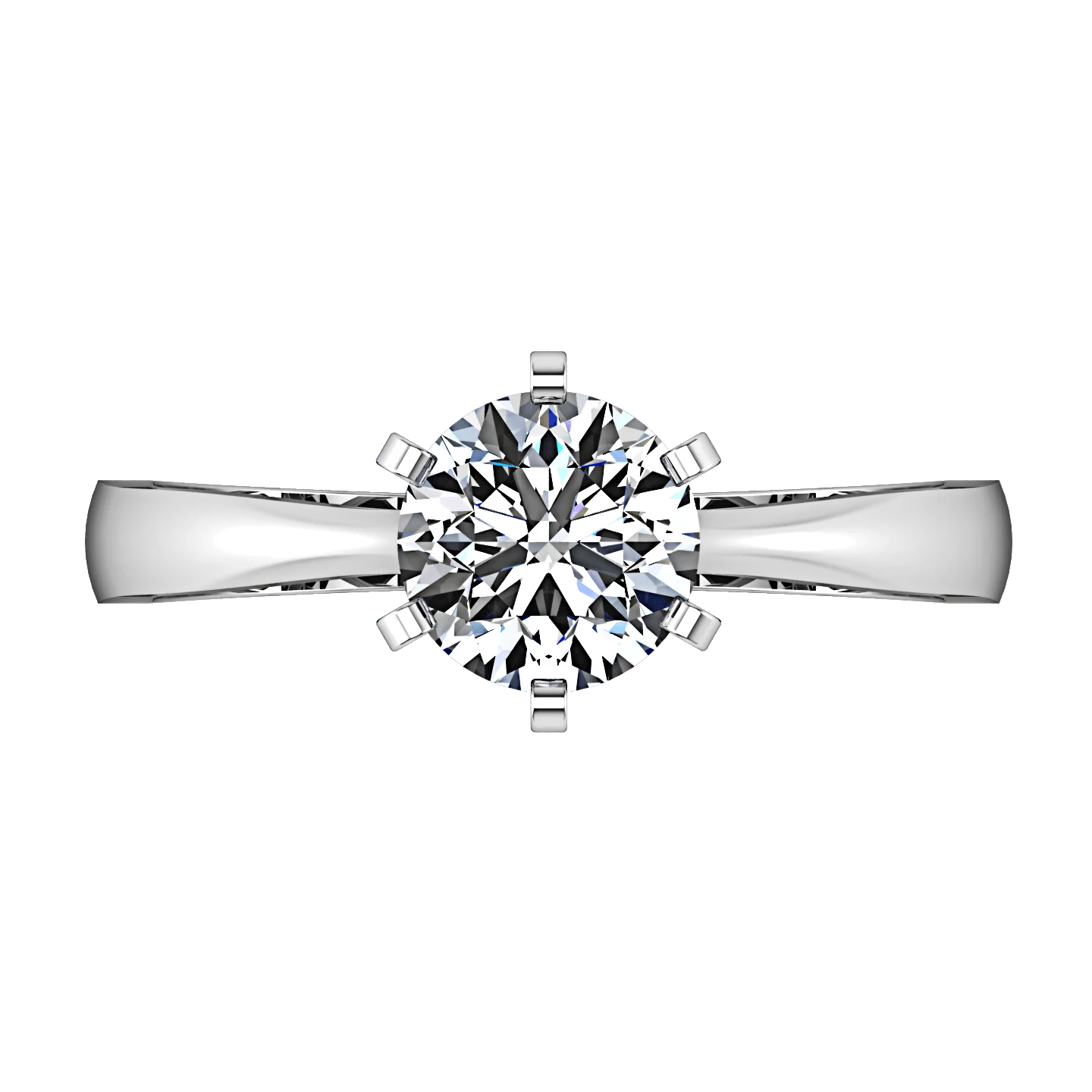 Round Diamond Solitaire Engagement Ring Tapered And Arched 14K White Gold - Image 4