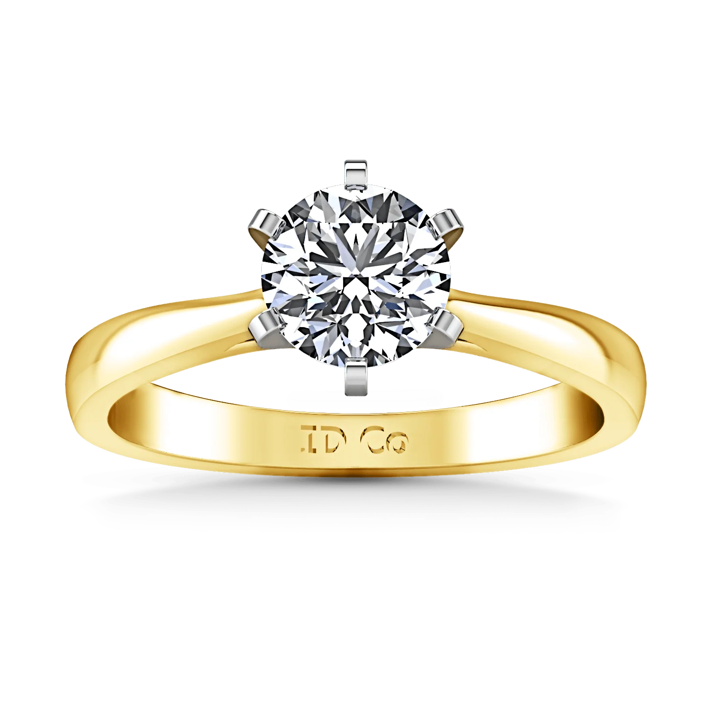 Solitaire Diamond Engagement Ring Tapered And Arched 14K Yellow Gold