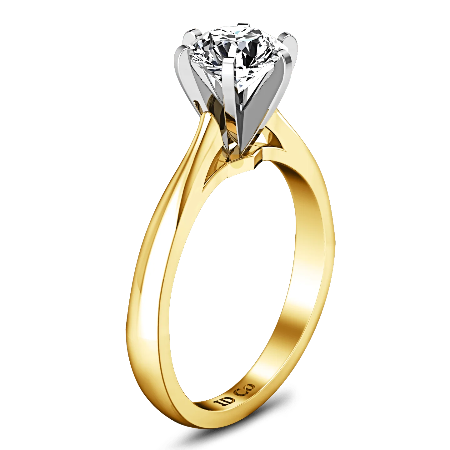 Solitaire Diamond Engagement Ring Tapered And Arched 14K Yellow Gold - Image 2