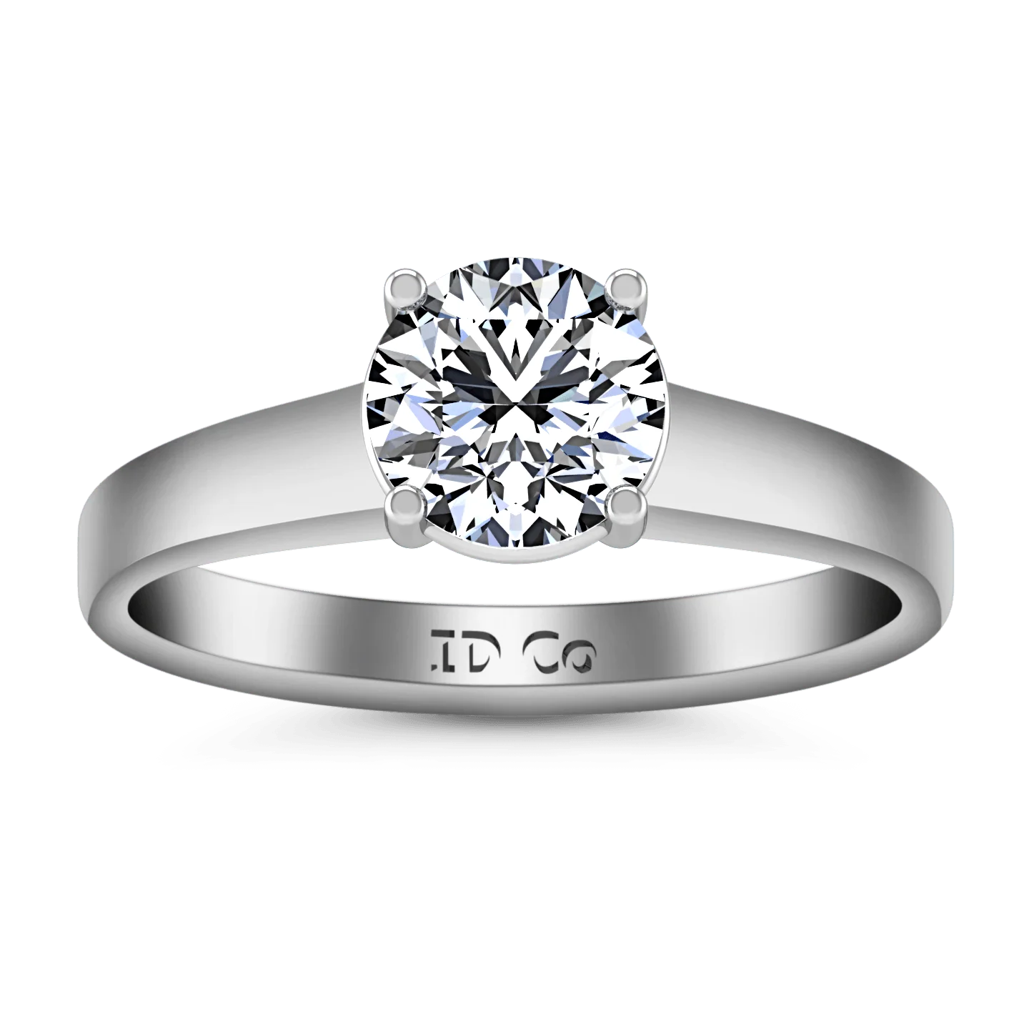 Round Diamond Solitaire Engagement Ring Valse  14K White Gold