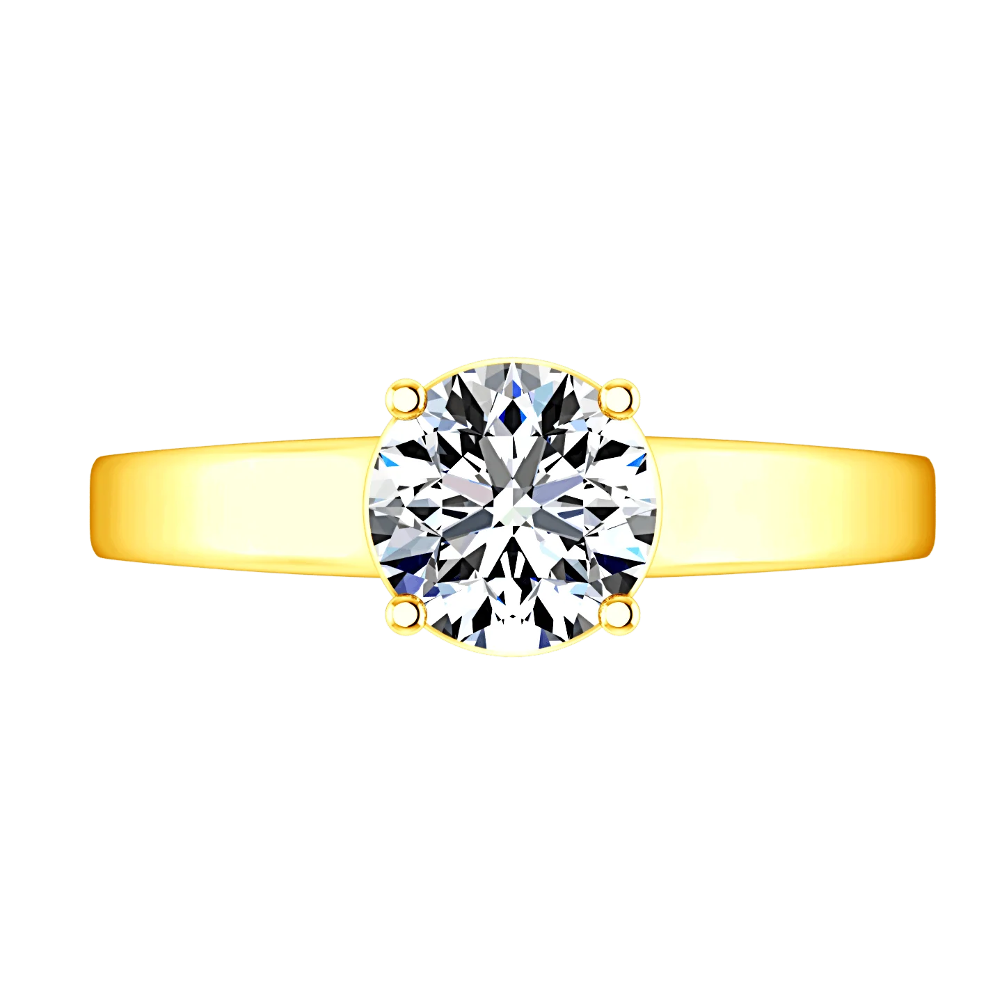 Solitaire Diamond Engagement Ring Valse  14K Yellow Gold - Image 4