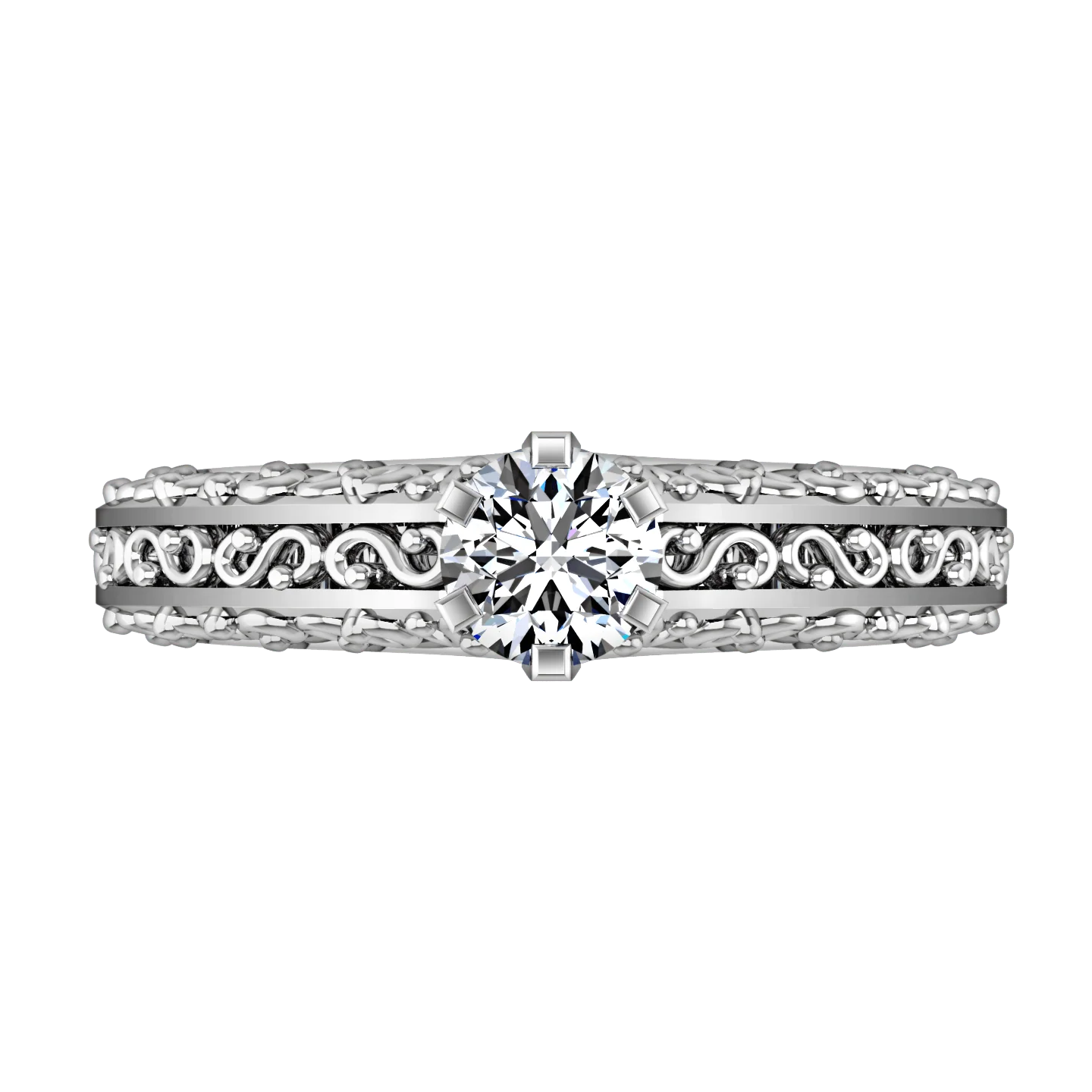 Round Diamond Solitaire Engagement Ring Whitney 14K White Gold - Image 4