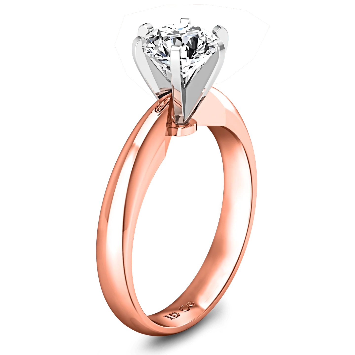 Solitaire Diamond Engagement Ring Wide Classic 6 Prong 14K Rose Gold - Image 2