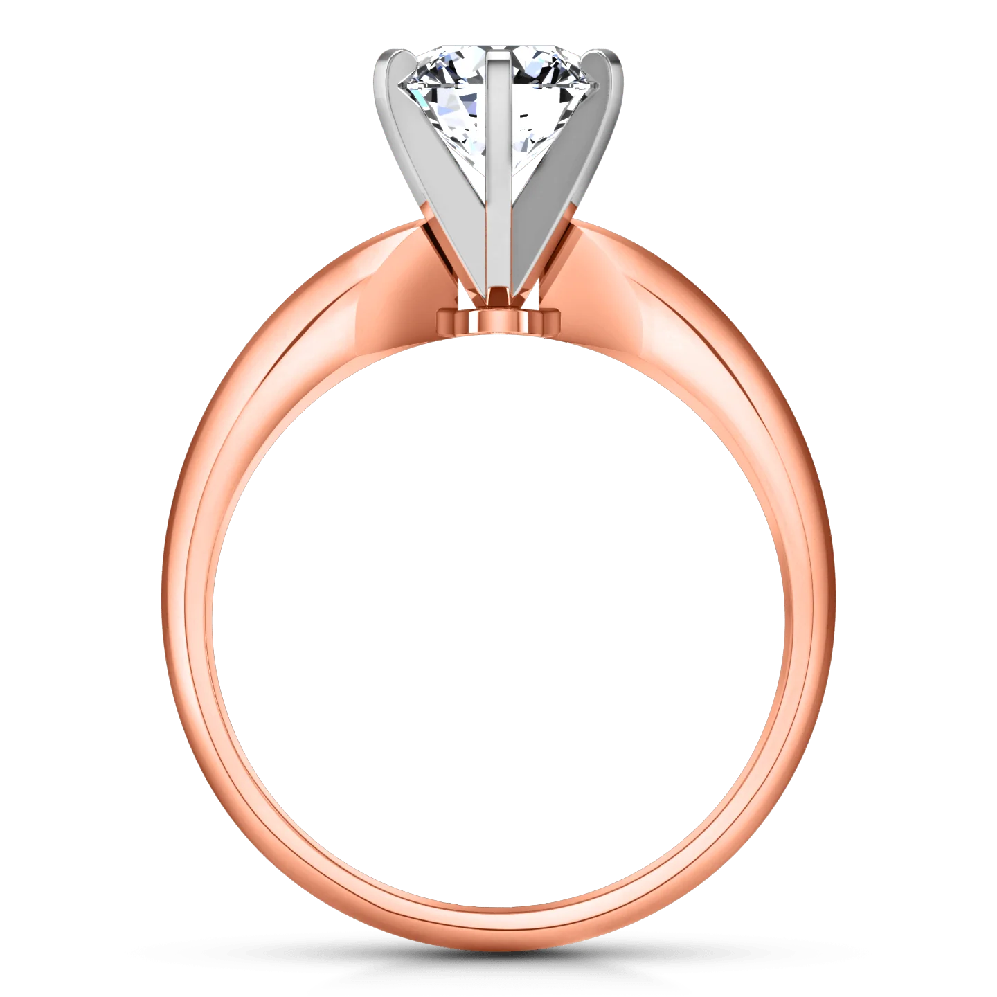 Solitaire Diamond Engagement Ring Wide Classic 6 Prong 14K Rose Gold - Image 3