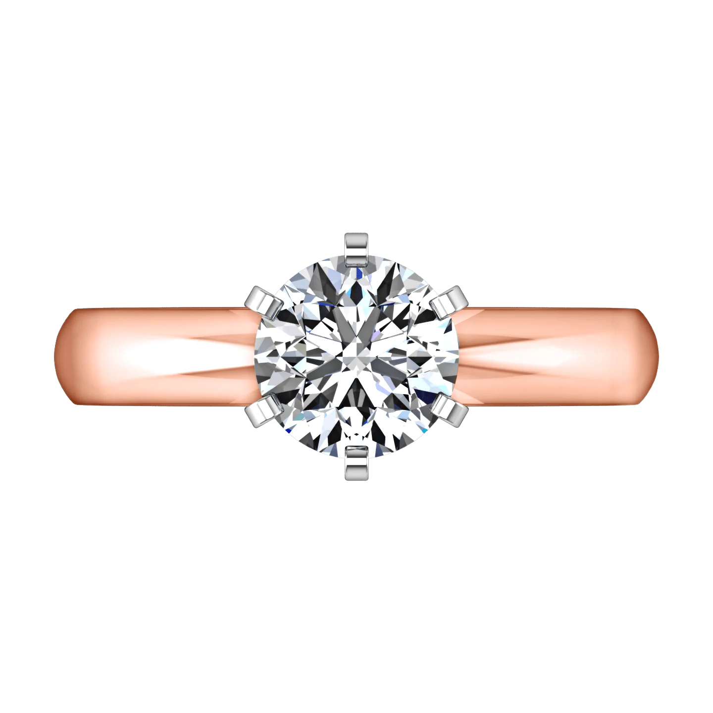 Solitaire Diamond Engagement Ring Wide Classic 6 Prong 14K Rose Gold - Image 4