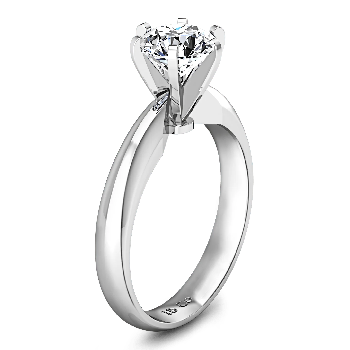 Round Diamond Solitaire Engagement Ring Wide Classic 6 Prong 14K White Gold - Image 2