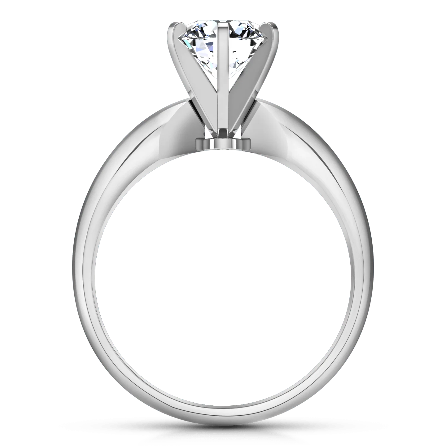 Round Diamond Solitaire Engagement Ring Wide Classic 6 Prong 14K White Gold - Image 3