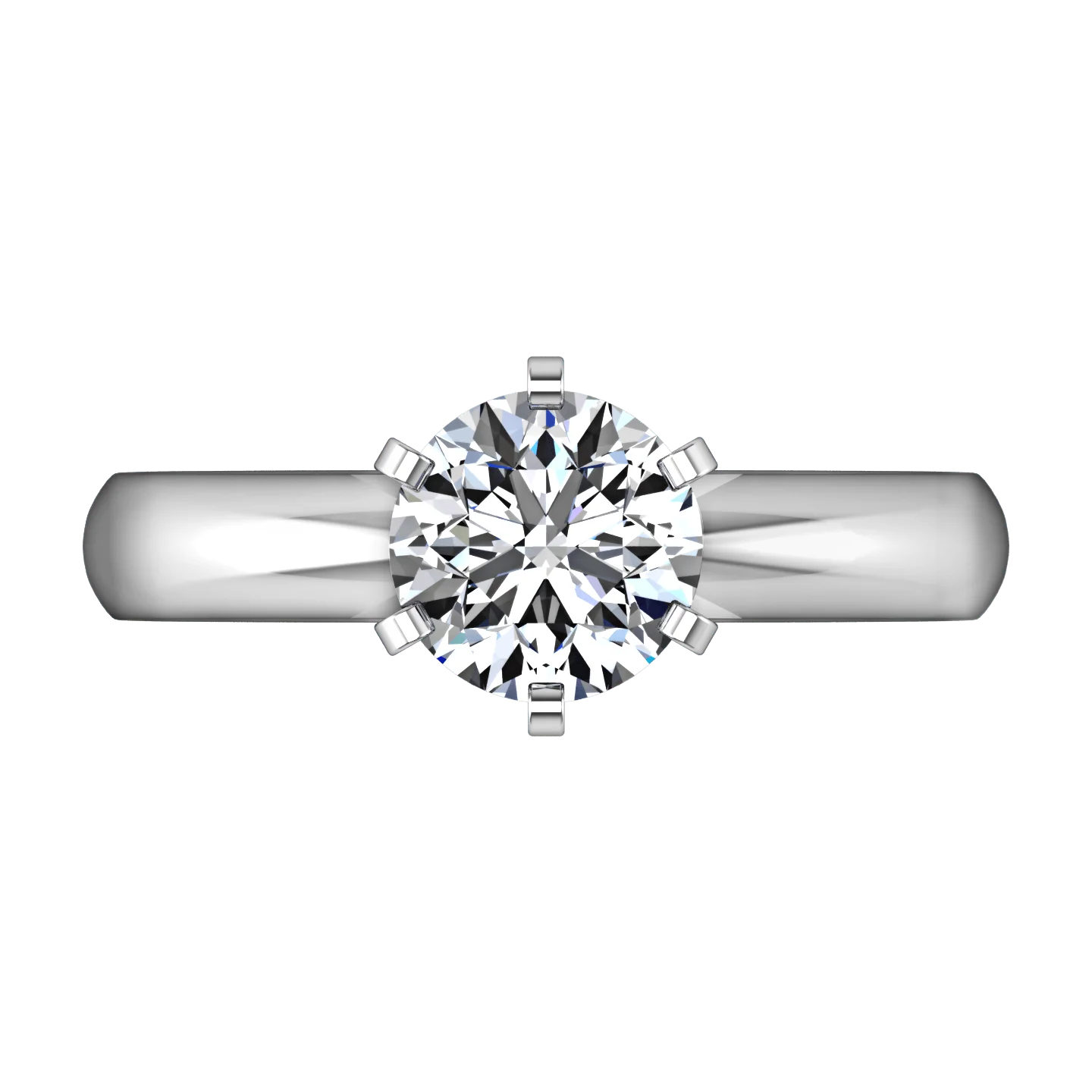 Round Diamond Solitaire Engagement Ring Wide Classic 6 Prong 14K White Gold - Image 4