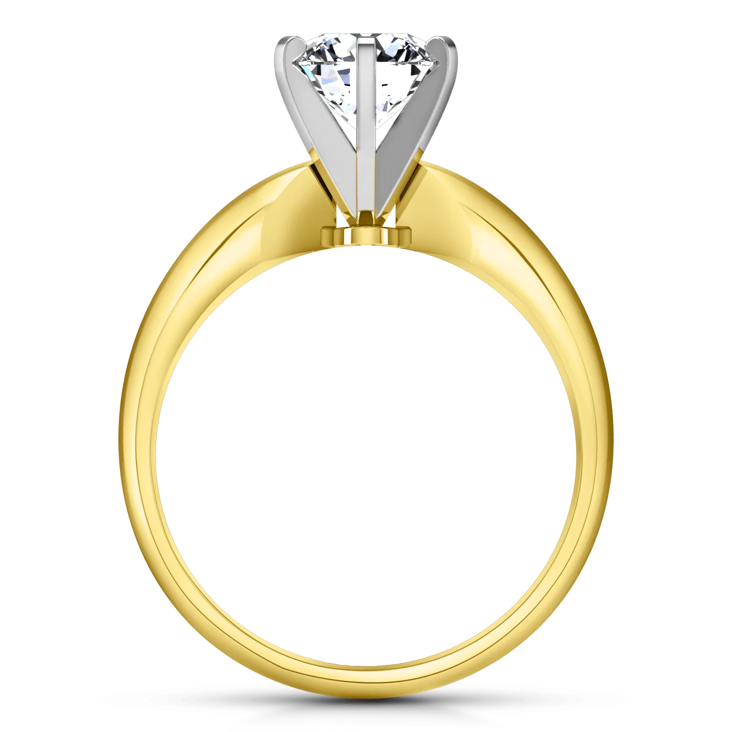 Solitaire Diamond Engagement Ring Wide Classic 6 Prong 14K Yellow Gold - Image 3